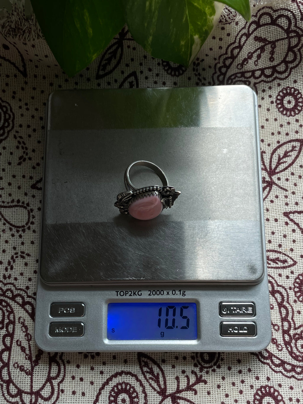 Pink Conch Floral Teardrop Ring | 925 Sterling Silver Size 9 D290