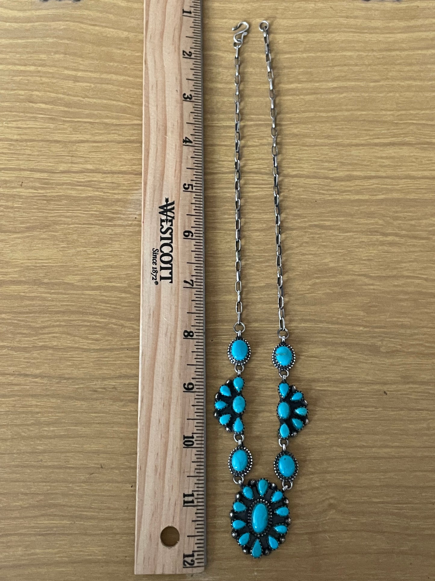 Kingman Turquoise Cluster Statement Necklace | 925 Sterling Silver E614