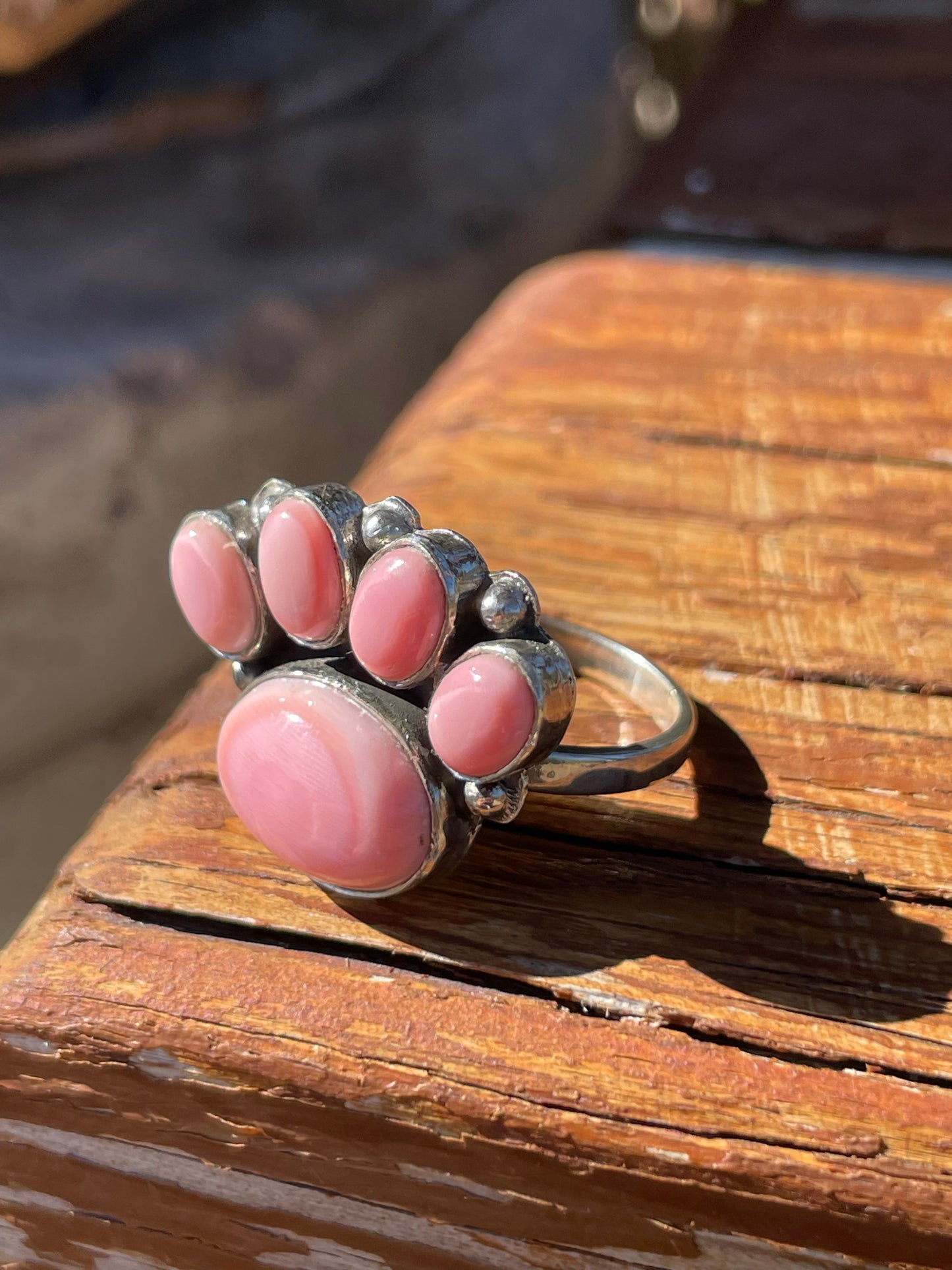 Pink Conch Paw Ring Size 7.5 | 925 Sterling Silver B930