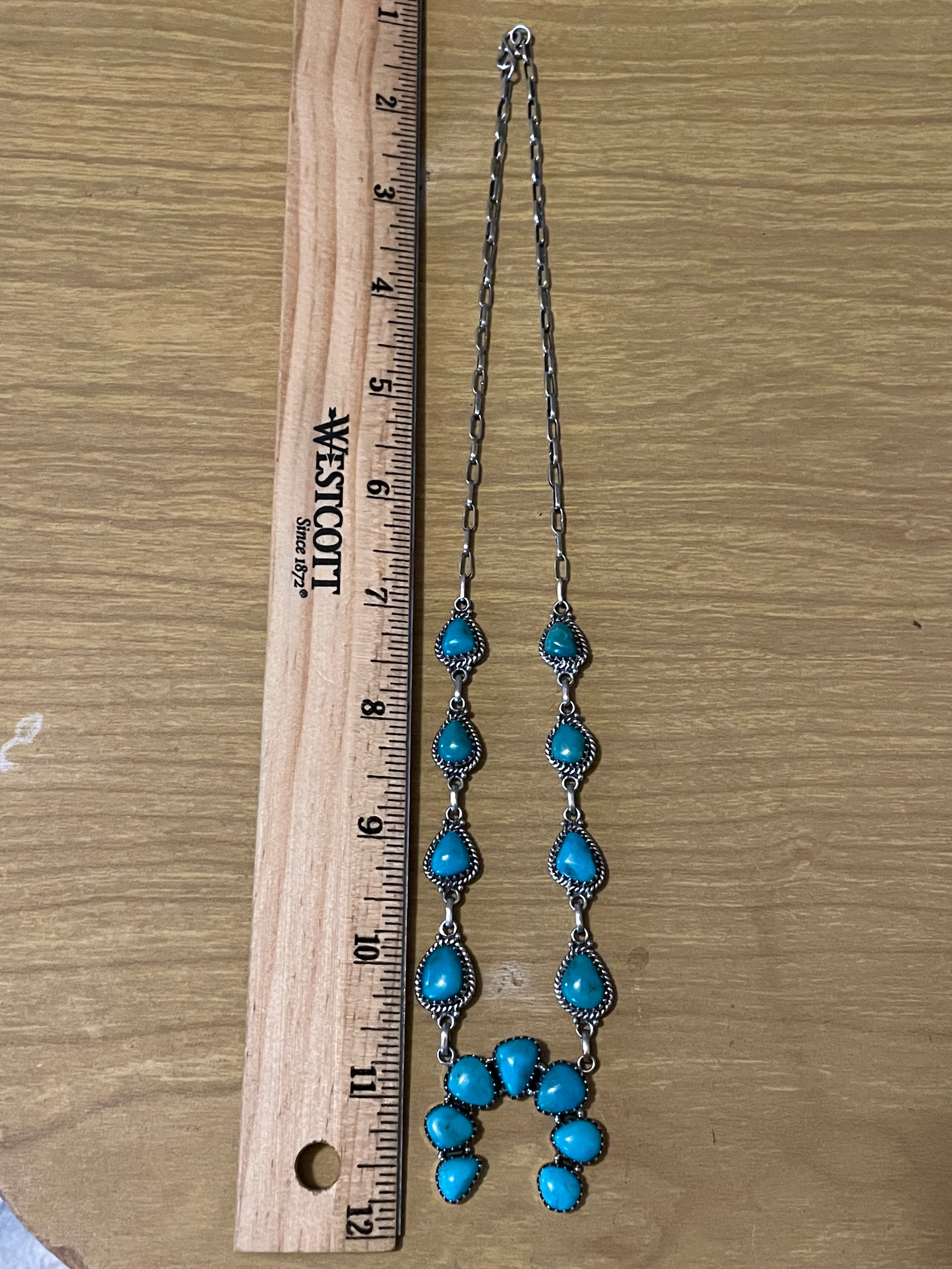 Kingman Turquoise Naja Necklace | 925 Sterling Silver G394