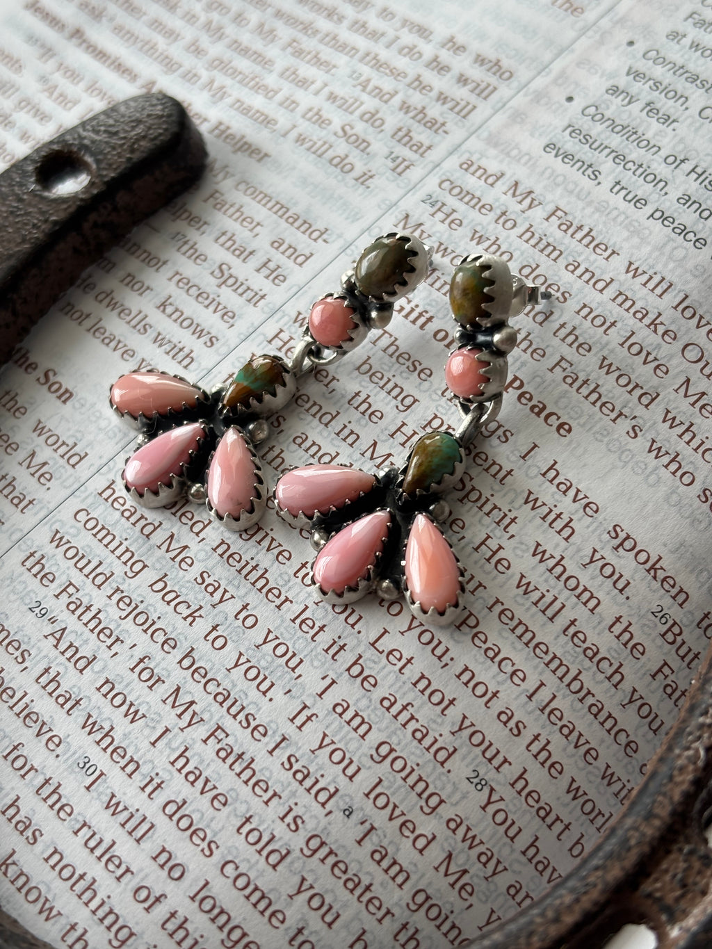 Pink Conch & Turquoise Stud Earrings | 925 Sterling Silver