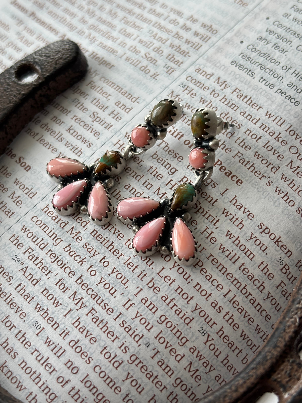 Pink Conch & Turquoise Stud Earrings | 925 Sterling Silver