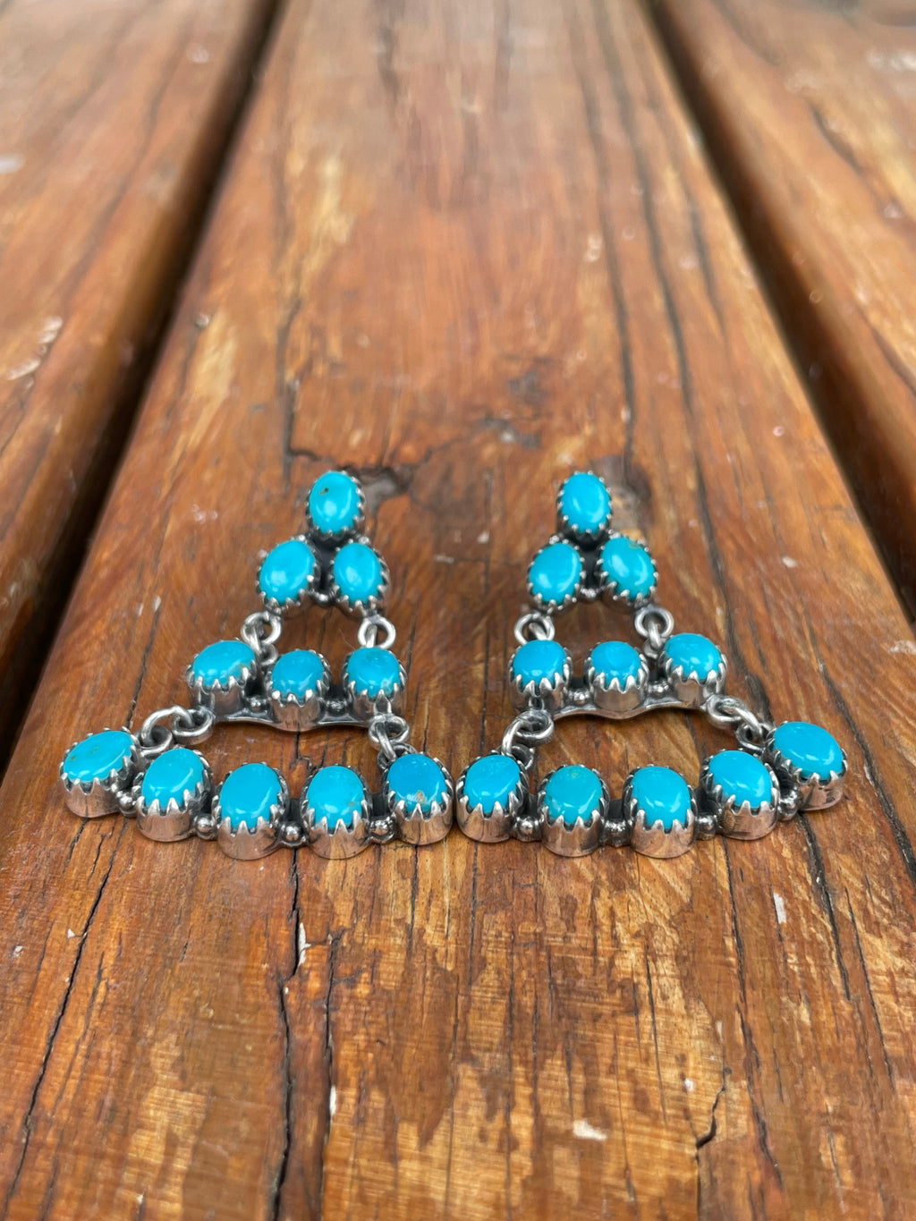 Kingman Turquoise Chandelier Stud Earrings | 925 Sterling Silver B971
