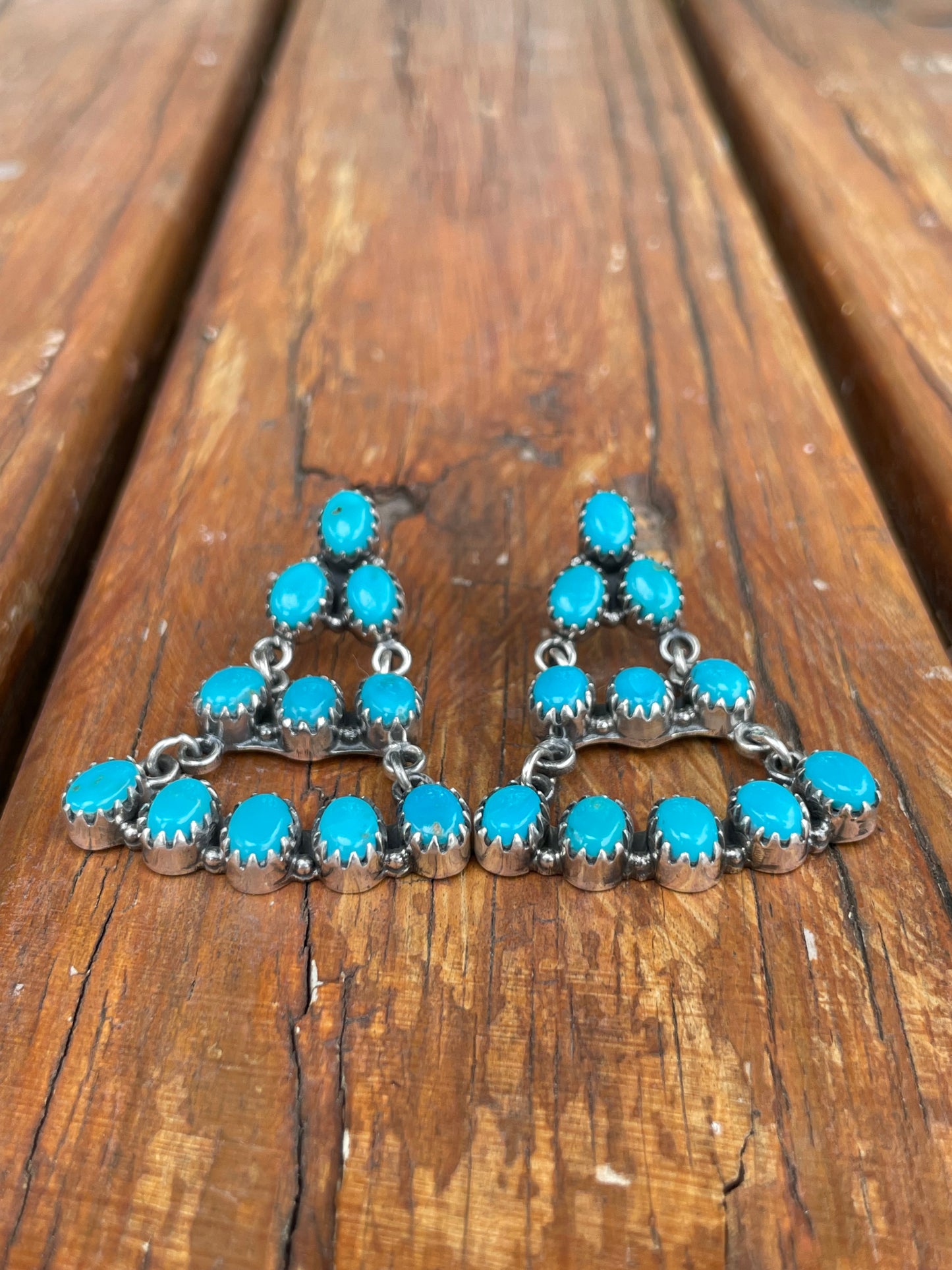 Kingman Turquoise Chandelier Stud Earrings | 925 Sterling Silver B971