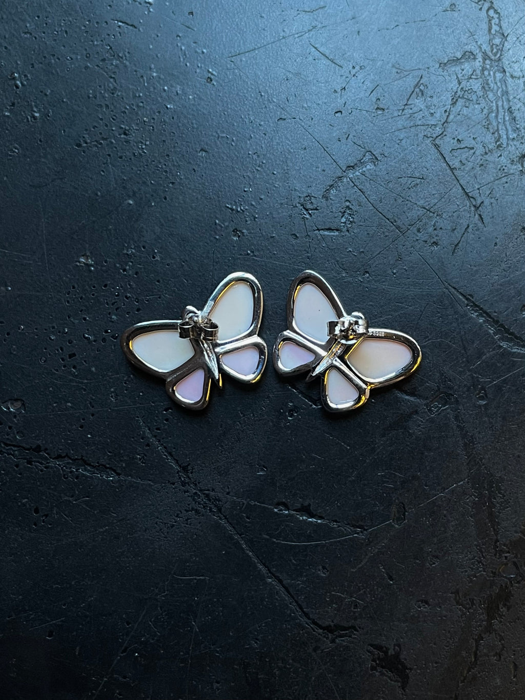 Pink Conch Butterfly Stud Earrings | 925 Sterling Silver E407