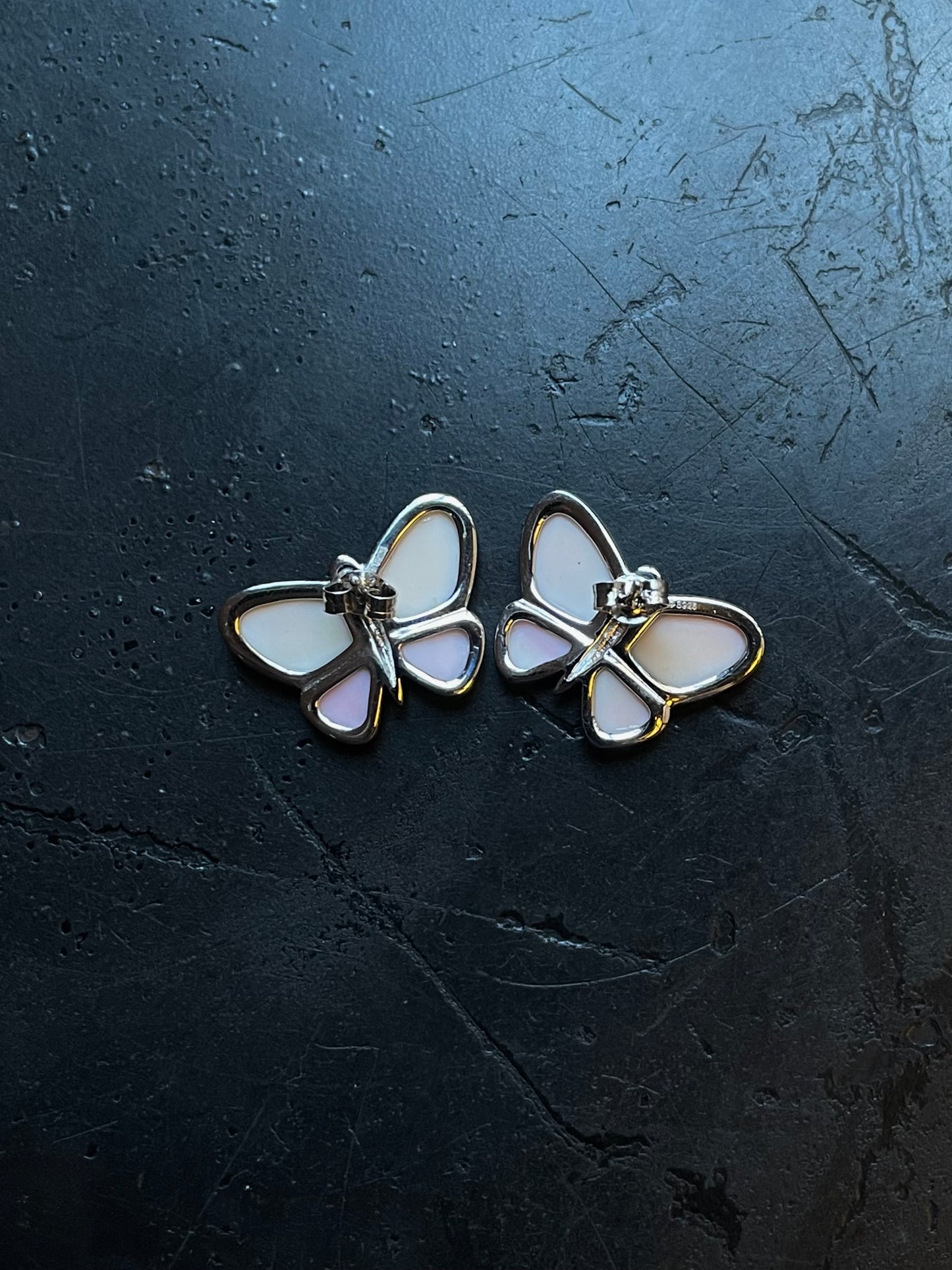 Pink Conch Butterfly Stud Earrings | 925 Sterling Silver E407