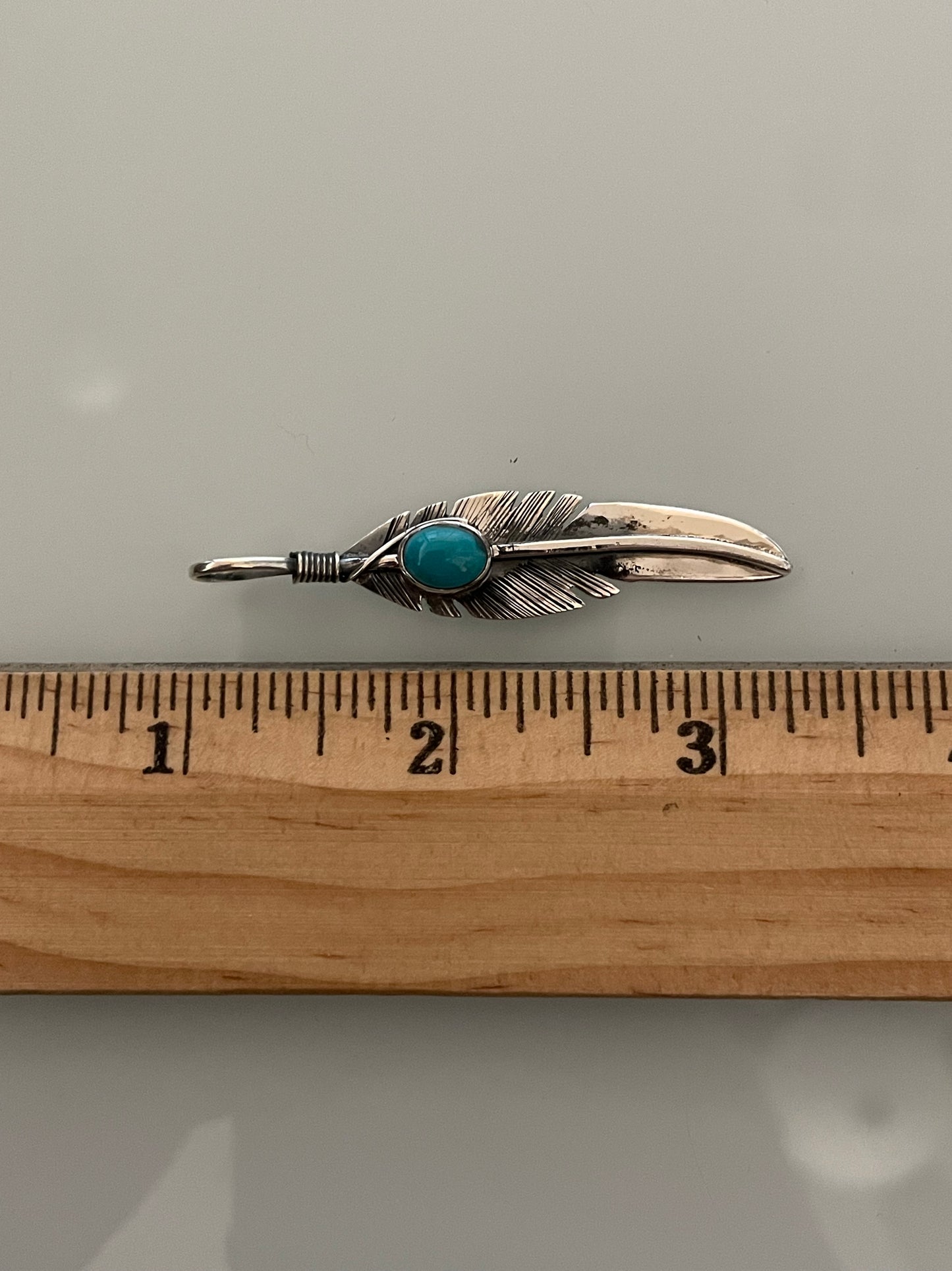 Turquoise Feather Pendant | 925 Sterling Silver E227
