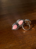 Pink Conch Double Stone Ring Size 7 | 925 Sterling Silver C892