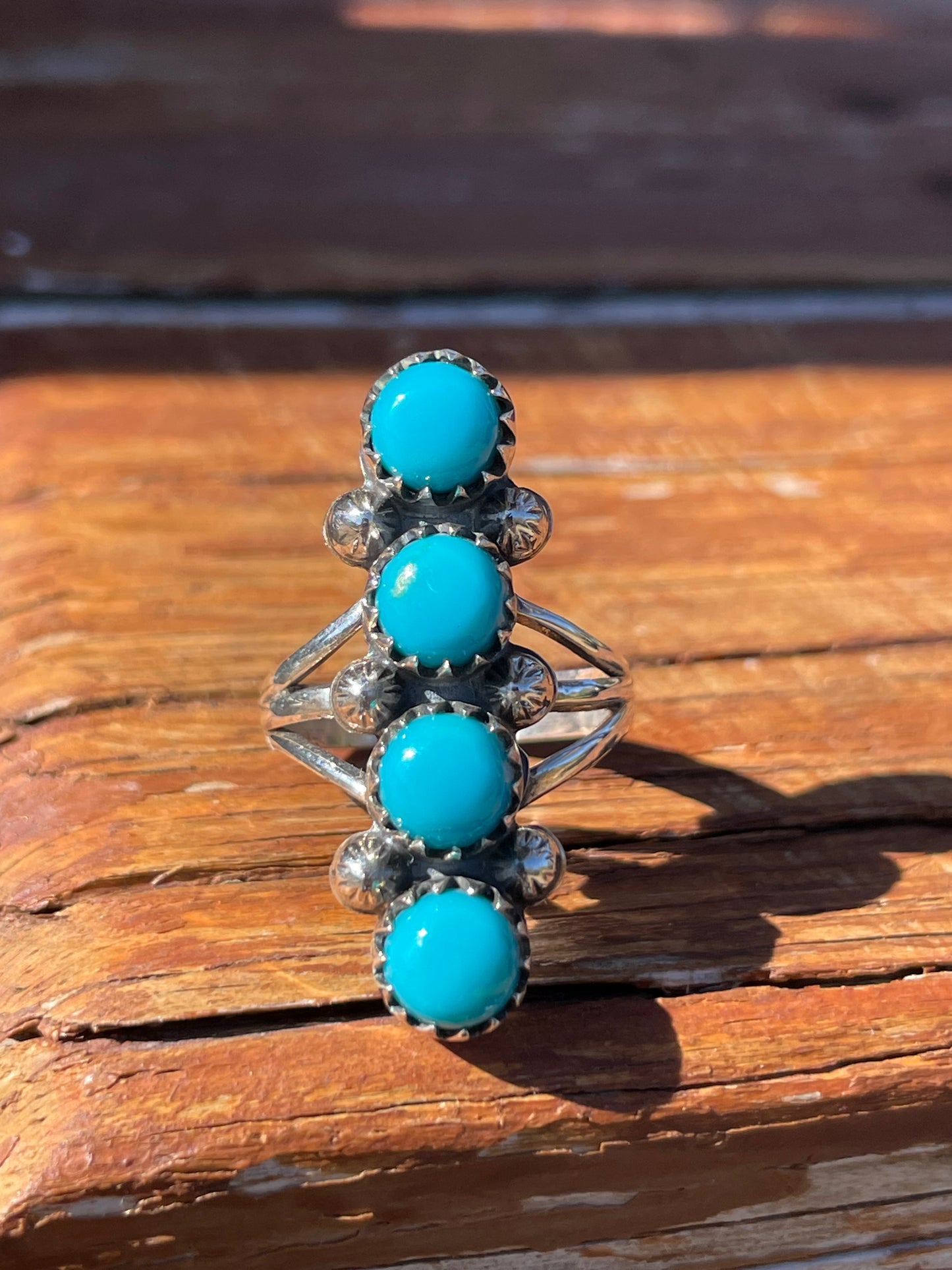 Turquoise Row Ring Size 6.5 | 925 Sterling Silver B940