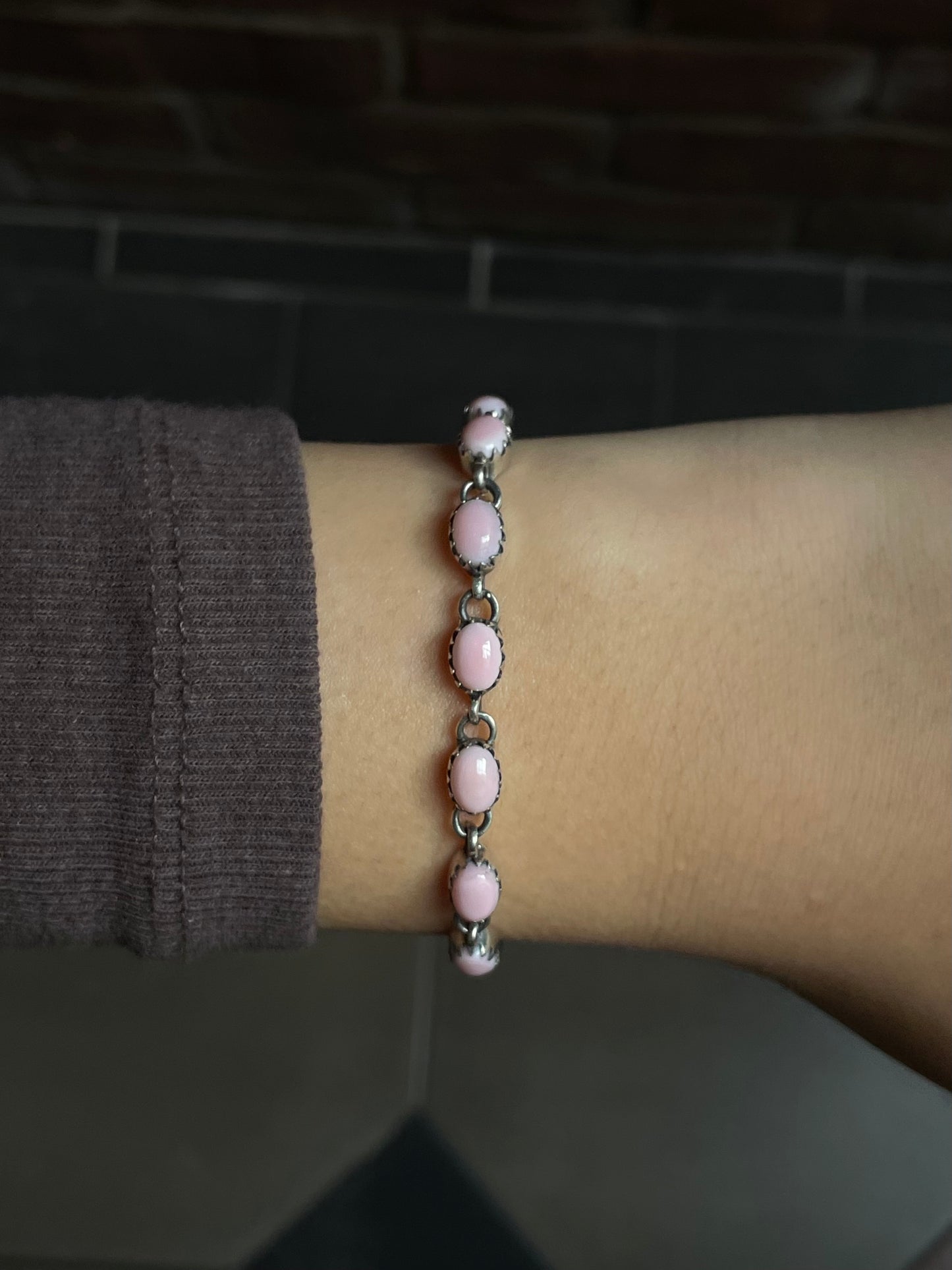 Pink Conch Link Bracelet | 925 Sterling Silver E108