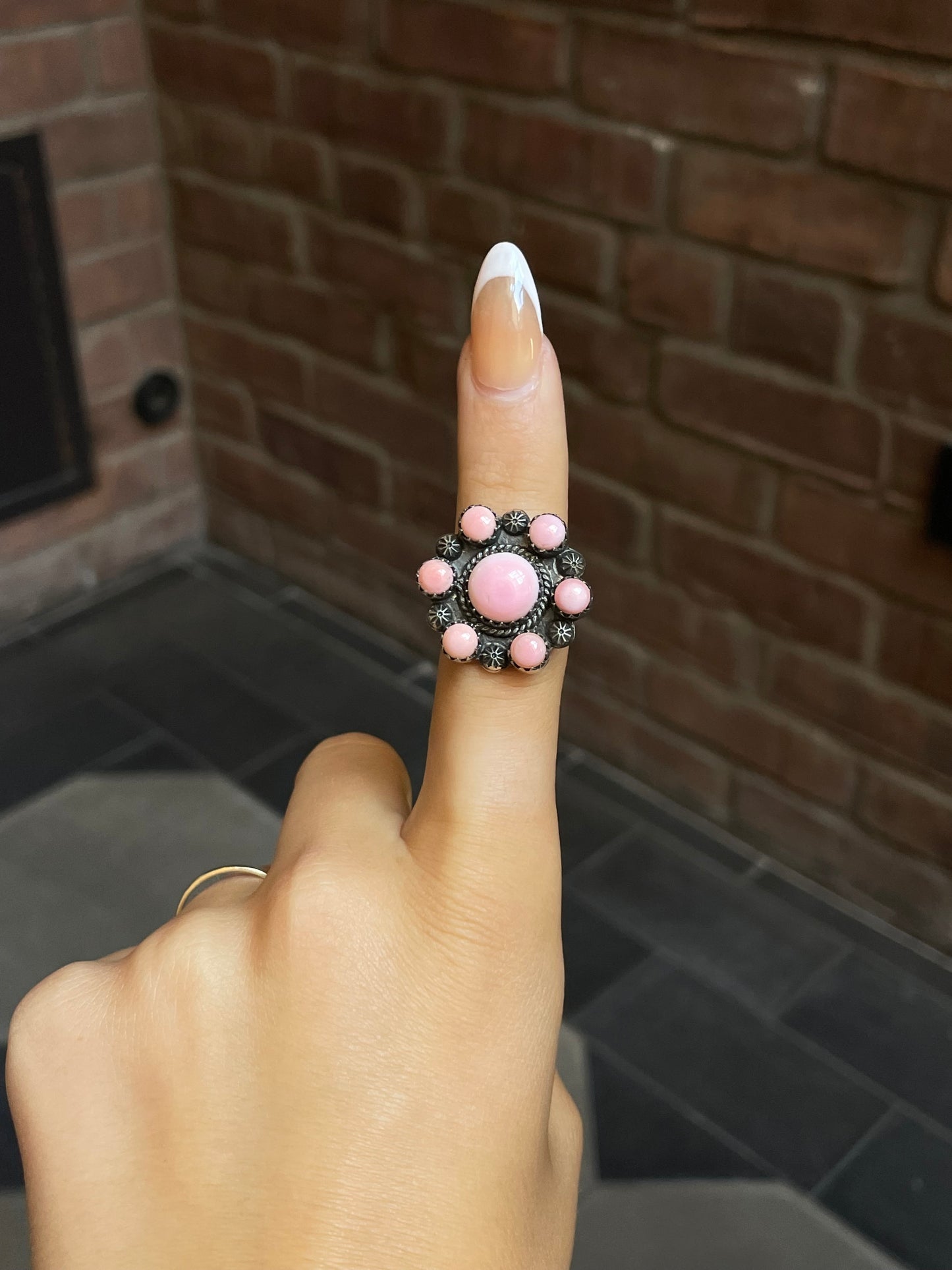 Pink Conch Flower Ring Size 8 | Sterling Silver E918