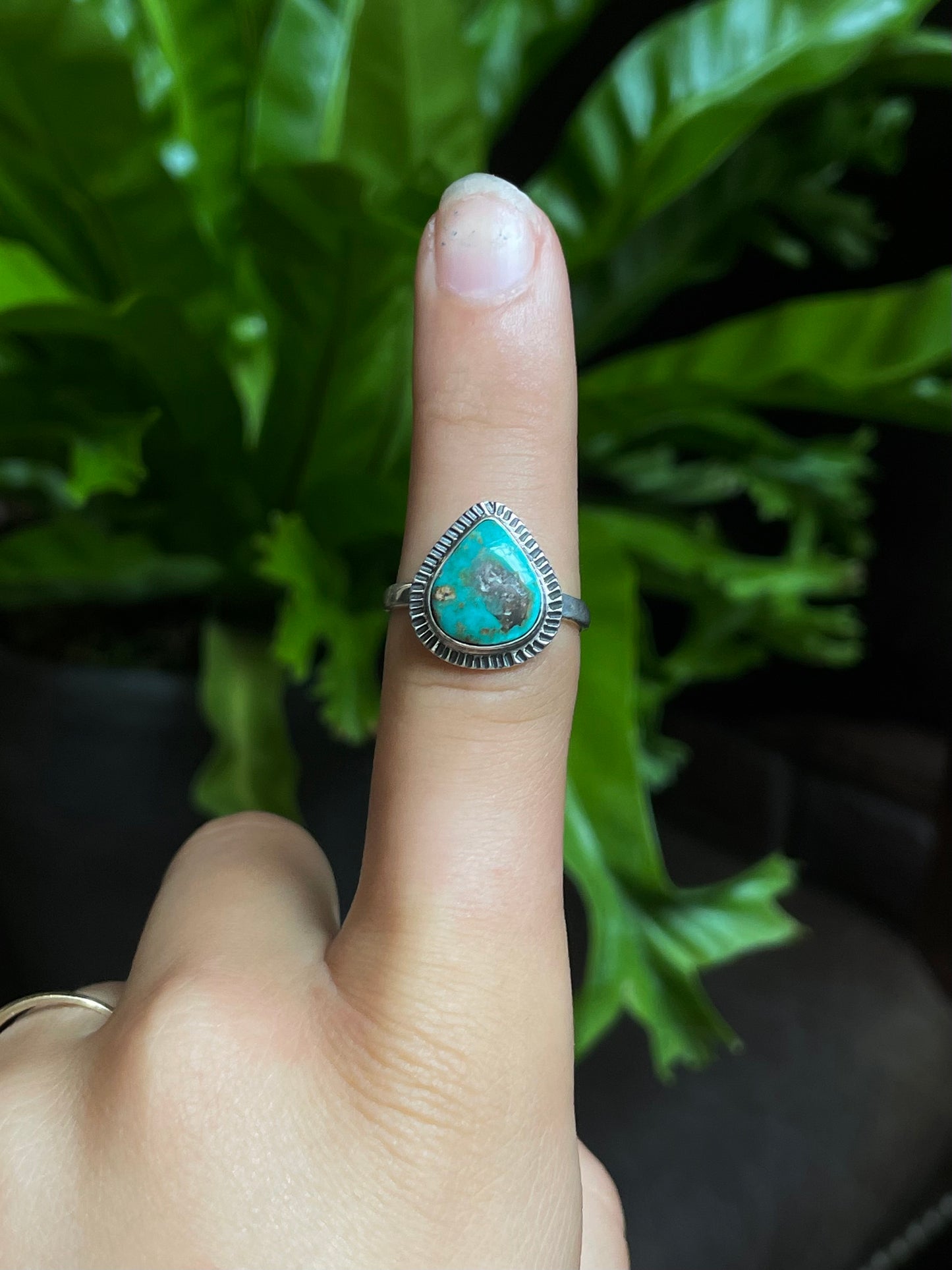 Turquoise Tear Drop Ring Size 8 | 925 Sterling Silver G278