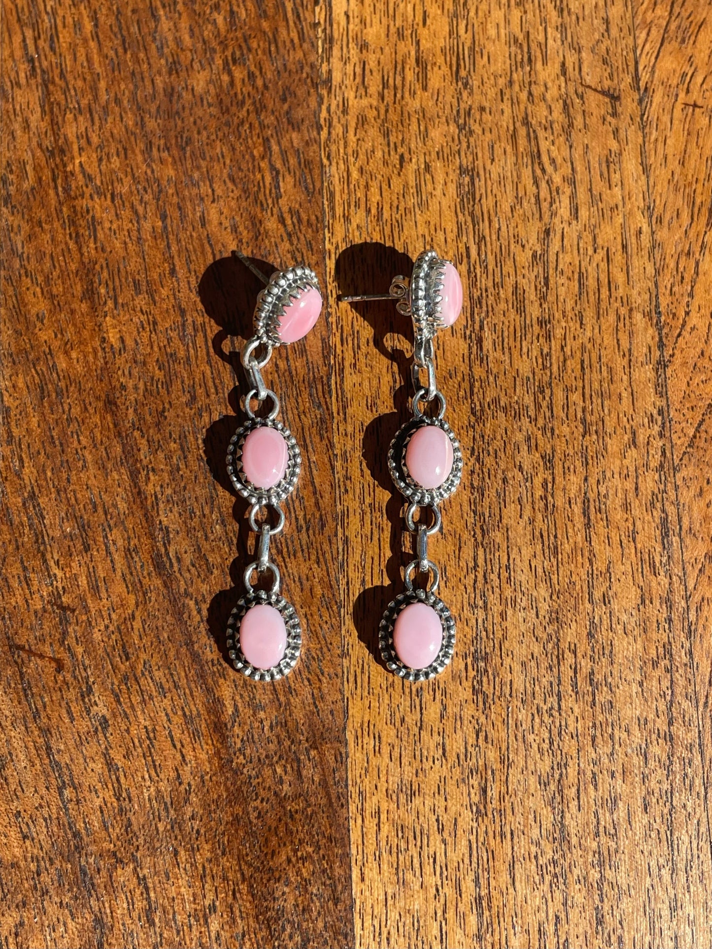 Pink Conch Drop Stud Earrings | 925 Sterling Silver C834