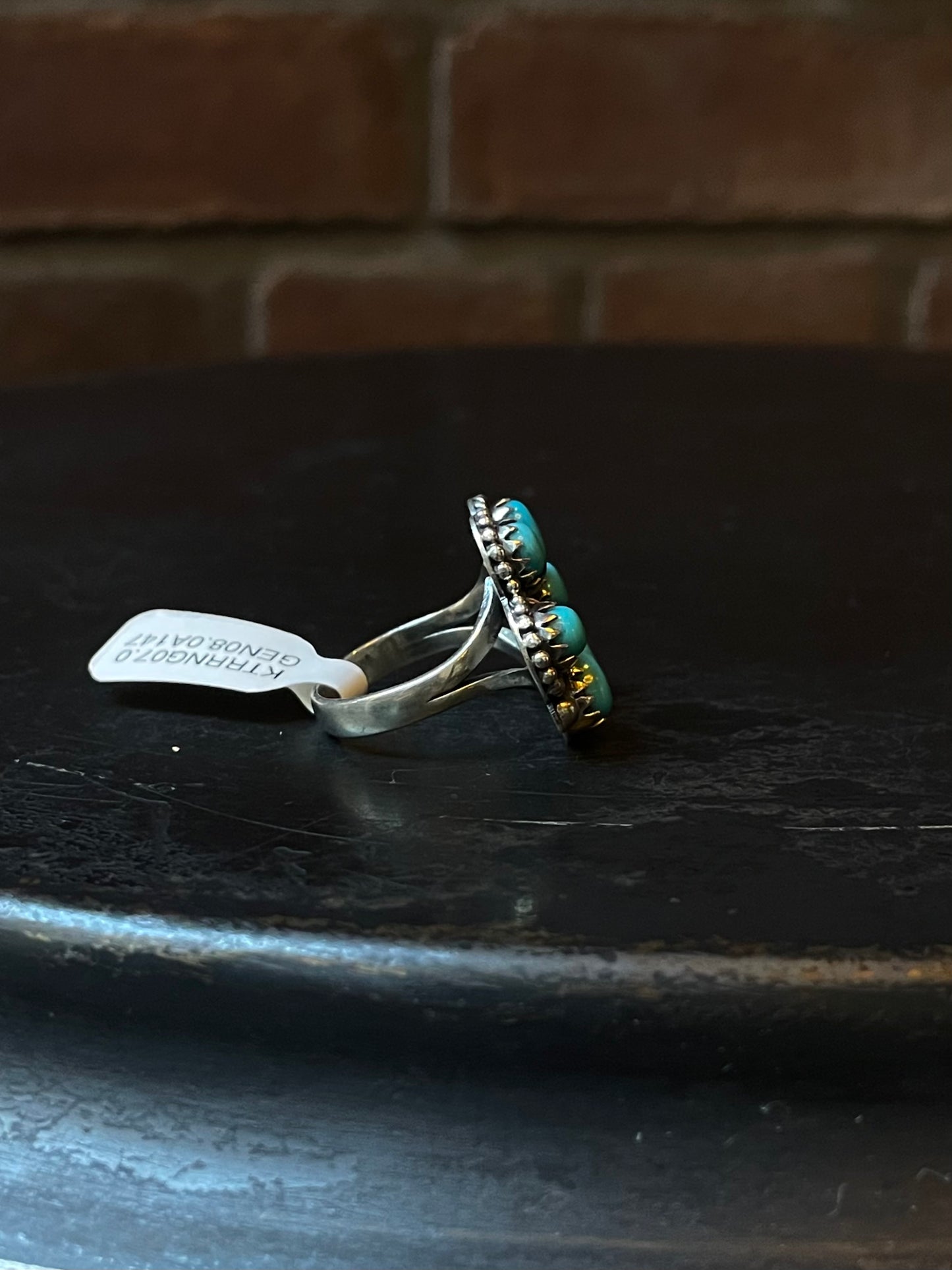 Kingman Turquoise Cluster Ring | Sterling Silver | Size 7 | A147