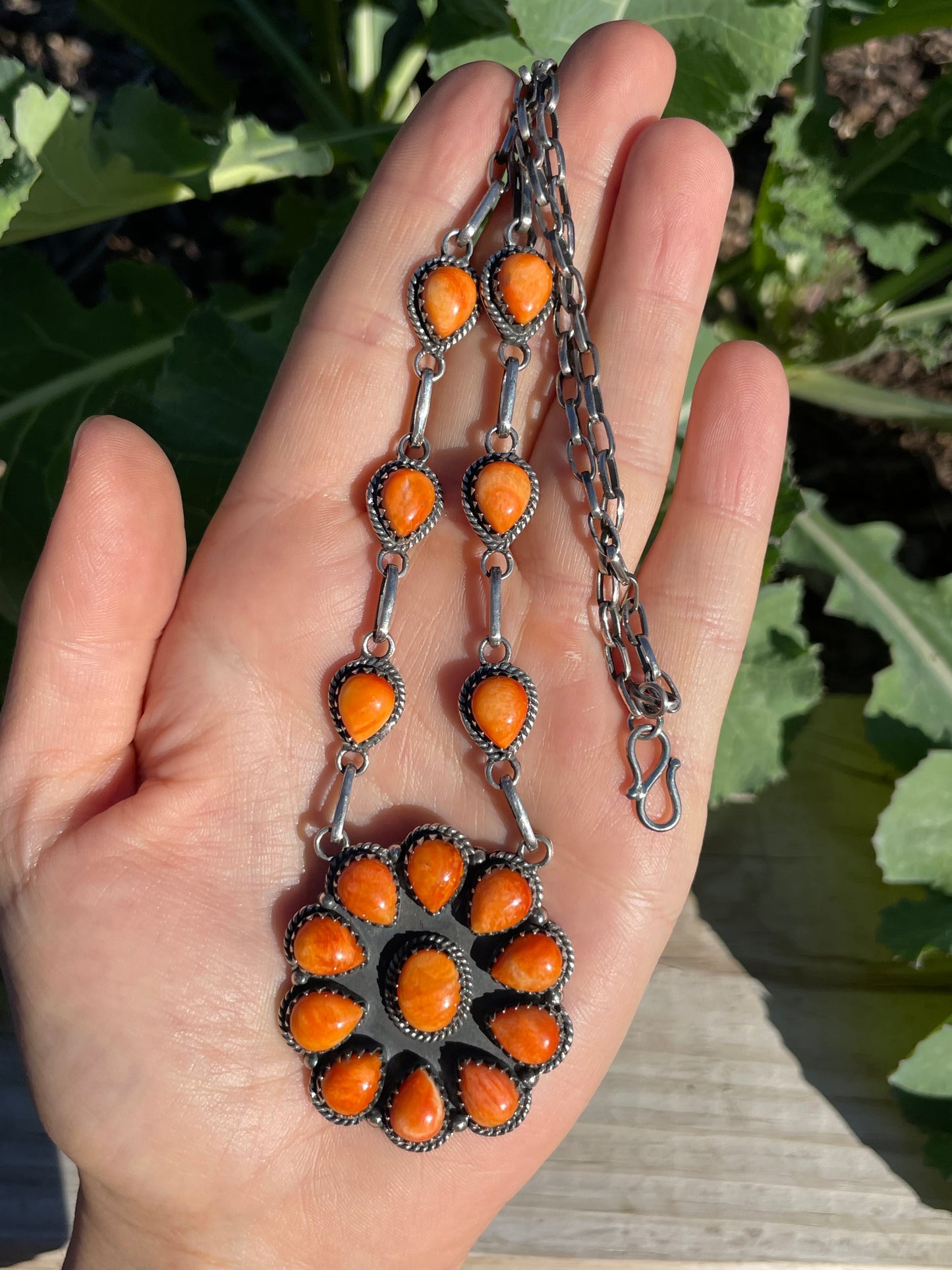Spiny Oyster Cluster Necklace | Sterling Silver 925 | B901