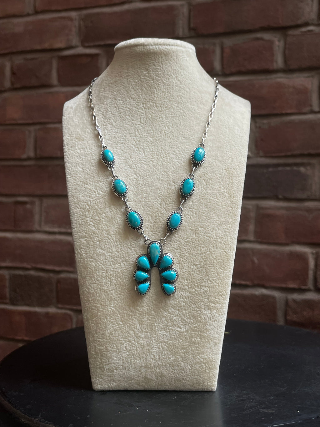 Kingman Turquoise Naja Necklace | 925 Sterling Silver E616