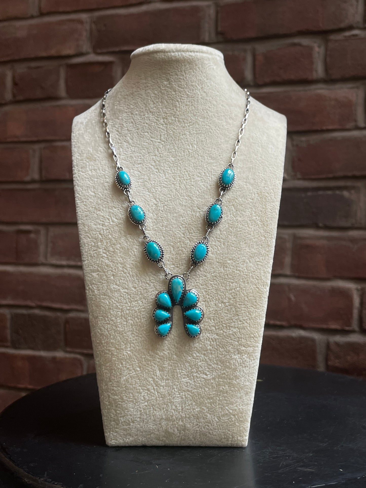 Kingman Turquoise Naja Necklace | 925 Sterling Silver E616