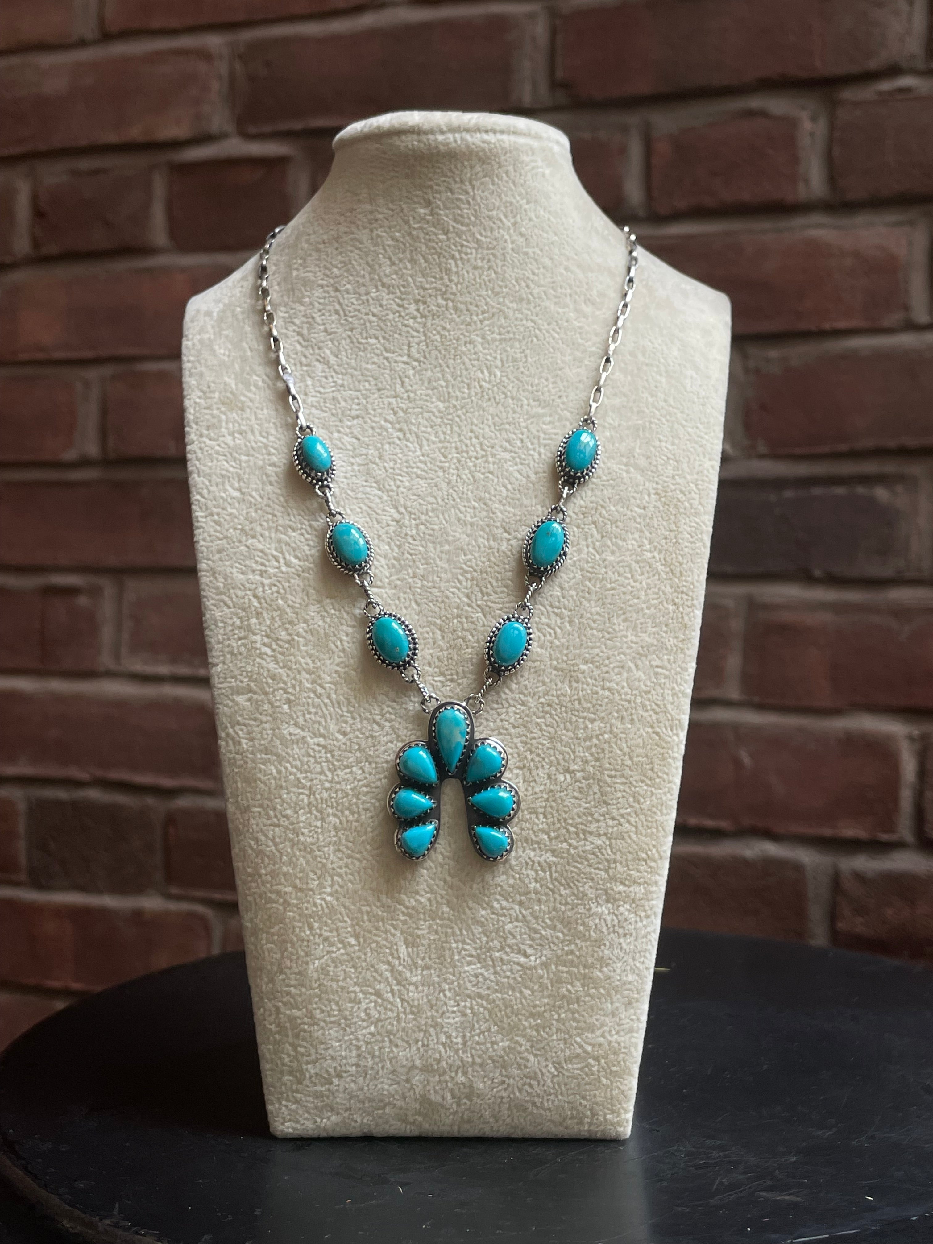 Kingman Turquoise Naja Necklace | 925 Sterling Silver E616
