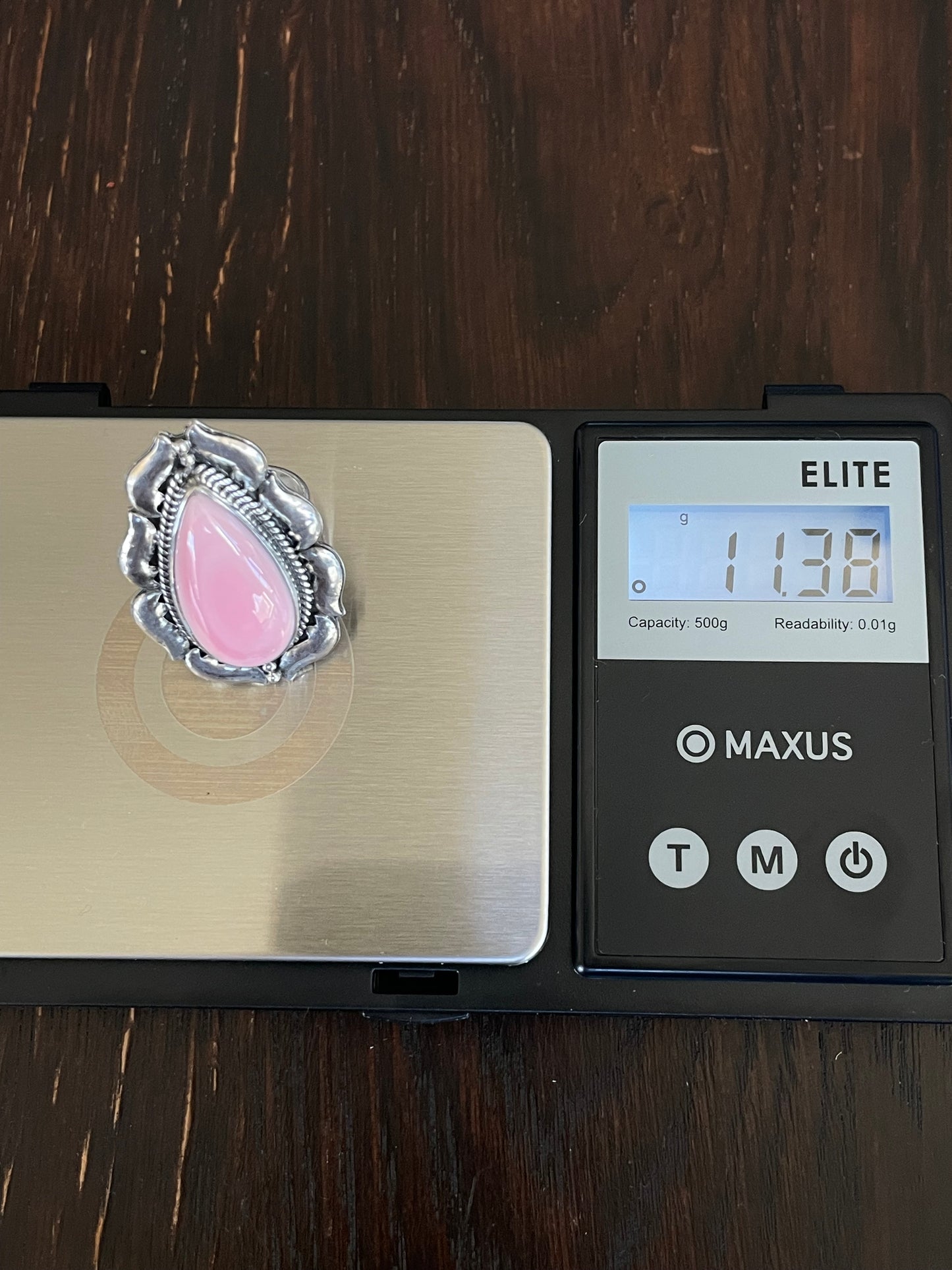 Pink Conch Tear Drop Ring Size 7.5 | Sterling Silver E911