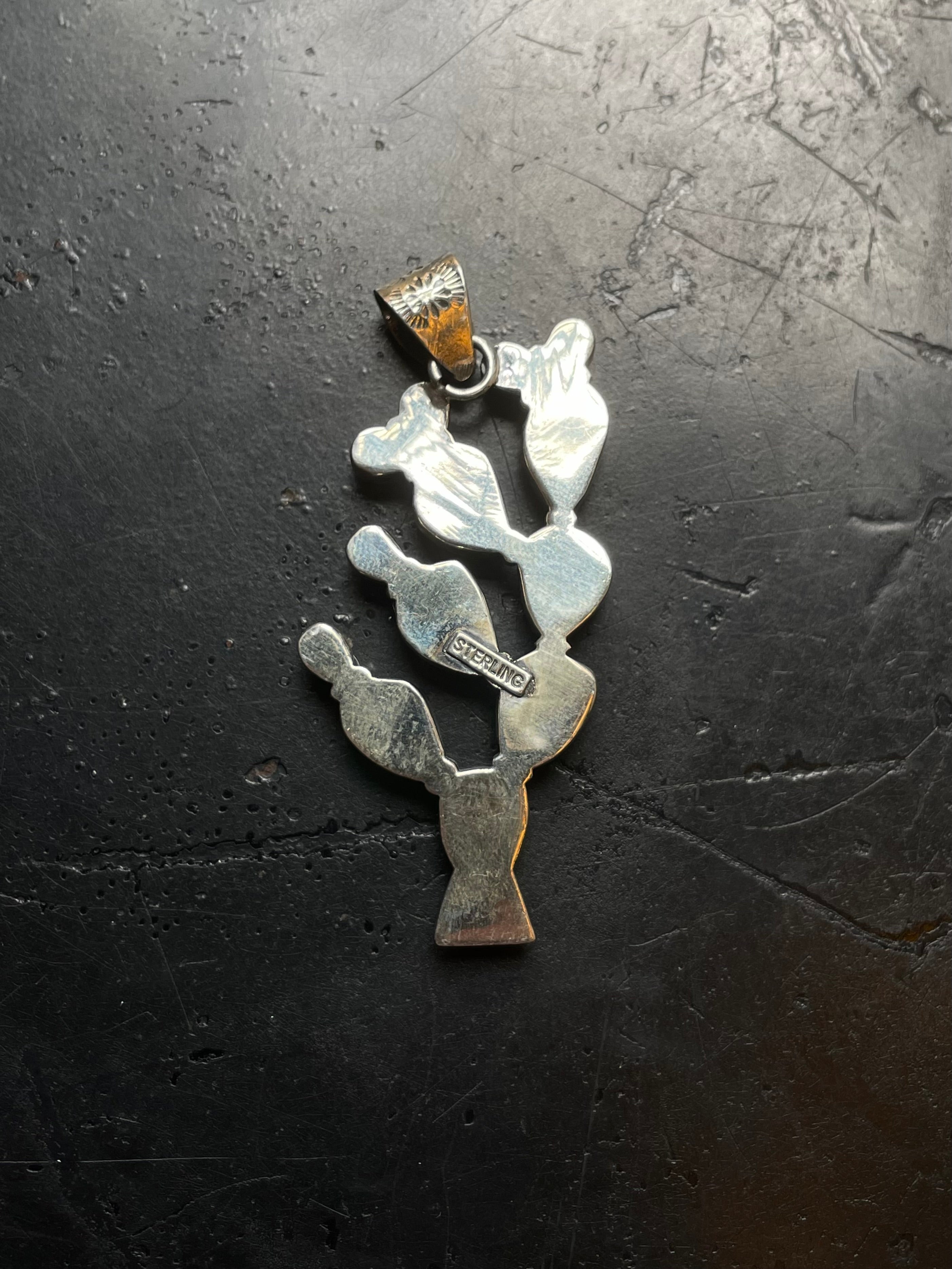 Turquoise Coral Cactus Pendant | 925 Sterling Silver E515