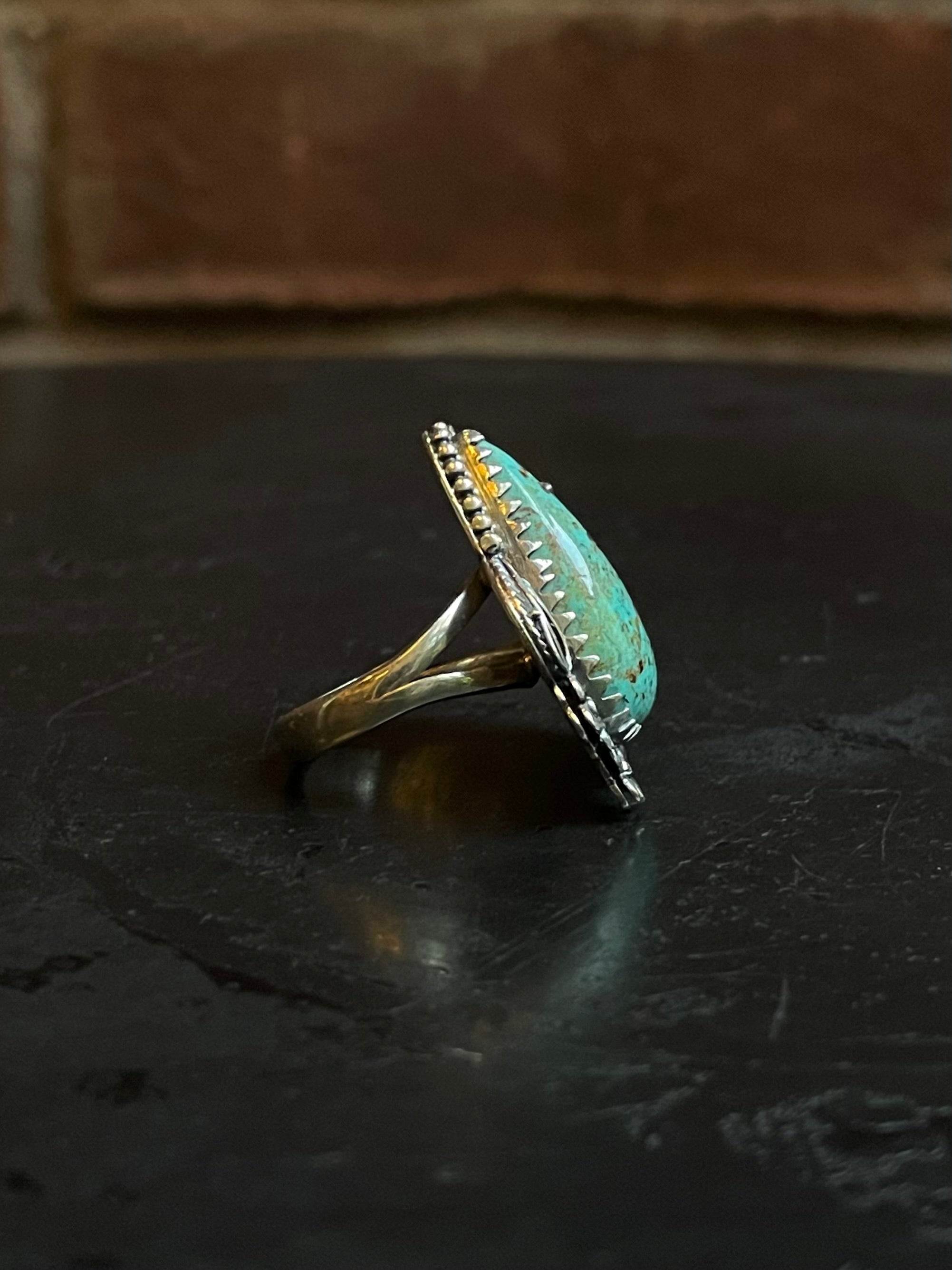 Turquoise Tear Drop Ring Size 7 | 925 Sterling Silver G267
