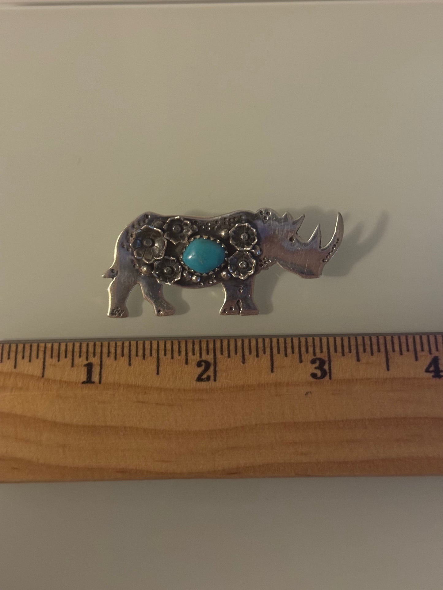 Turquoise Rhinoceros Pendant | 925 Sterling Silver A594