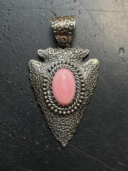 Pink Conch Arrow Head Pendant | 925 Sterling Silver E956