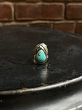 Turquoise Feather Ring Size 8 | 925 Sterling Silver C937