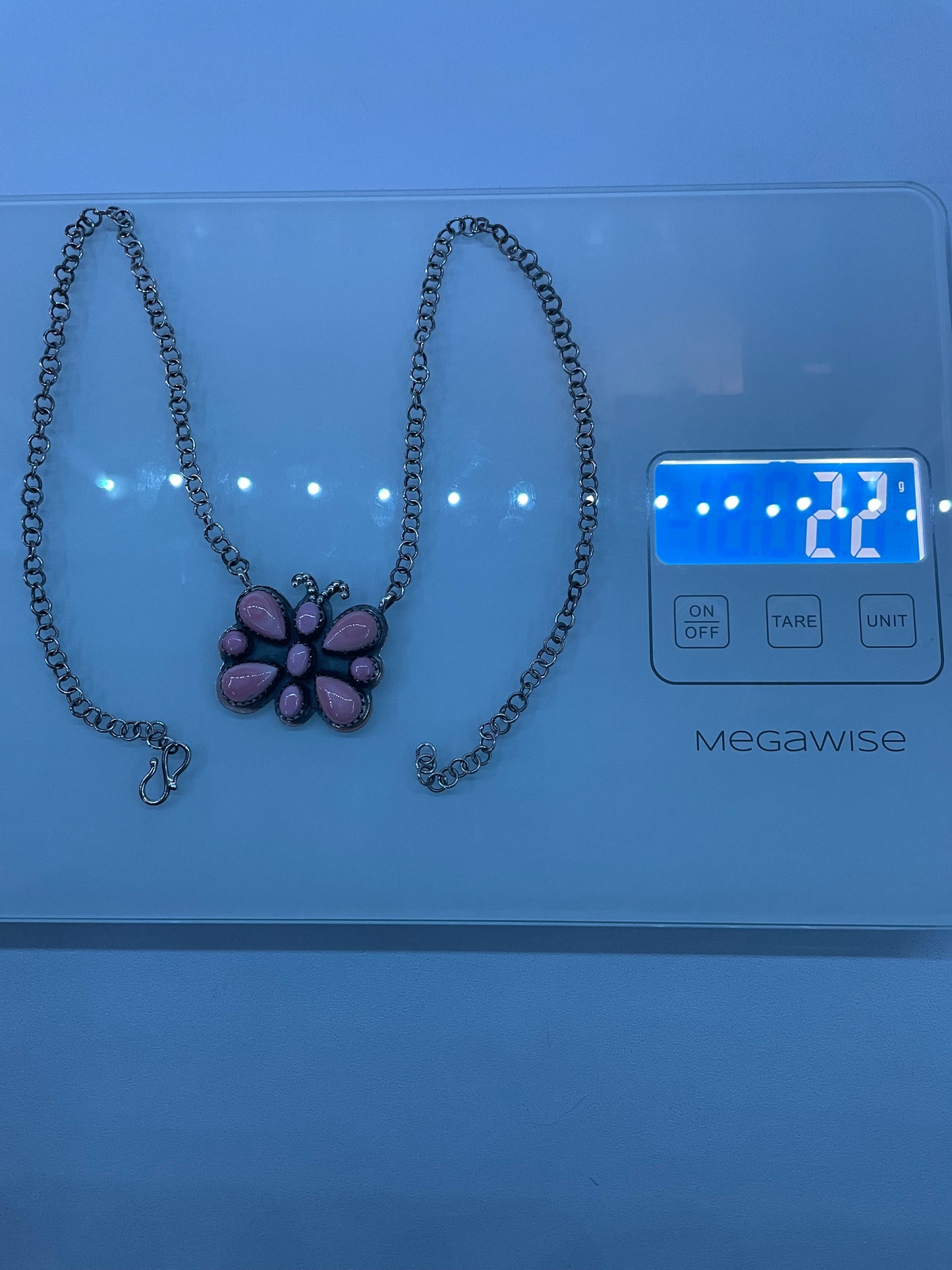 Pink Butterfly Conch Necklace | 925 Sterling Silver E353