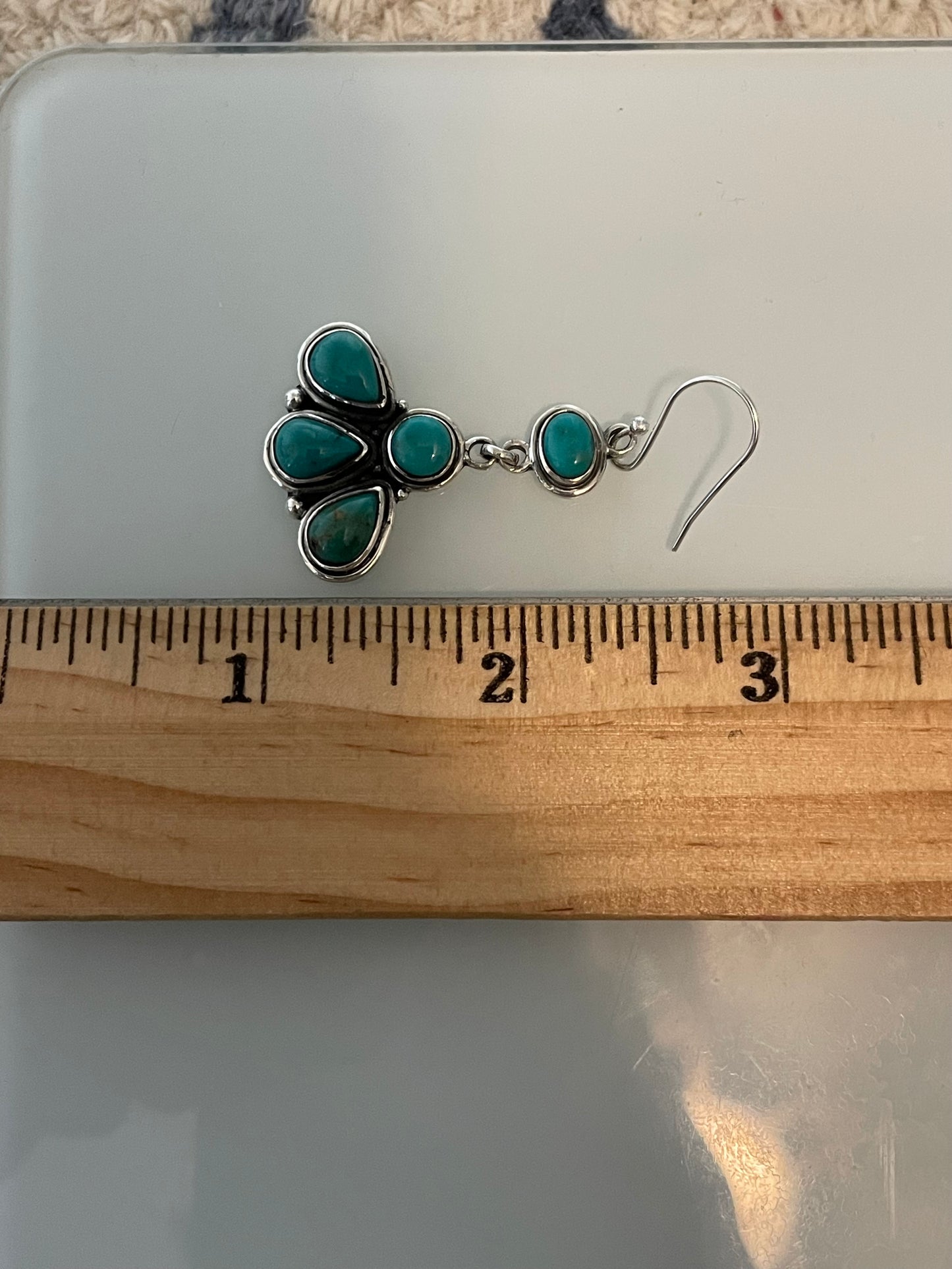 Kingman Turquoise Cluster Dangle Earrings | 925 Sterling Silver C827