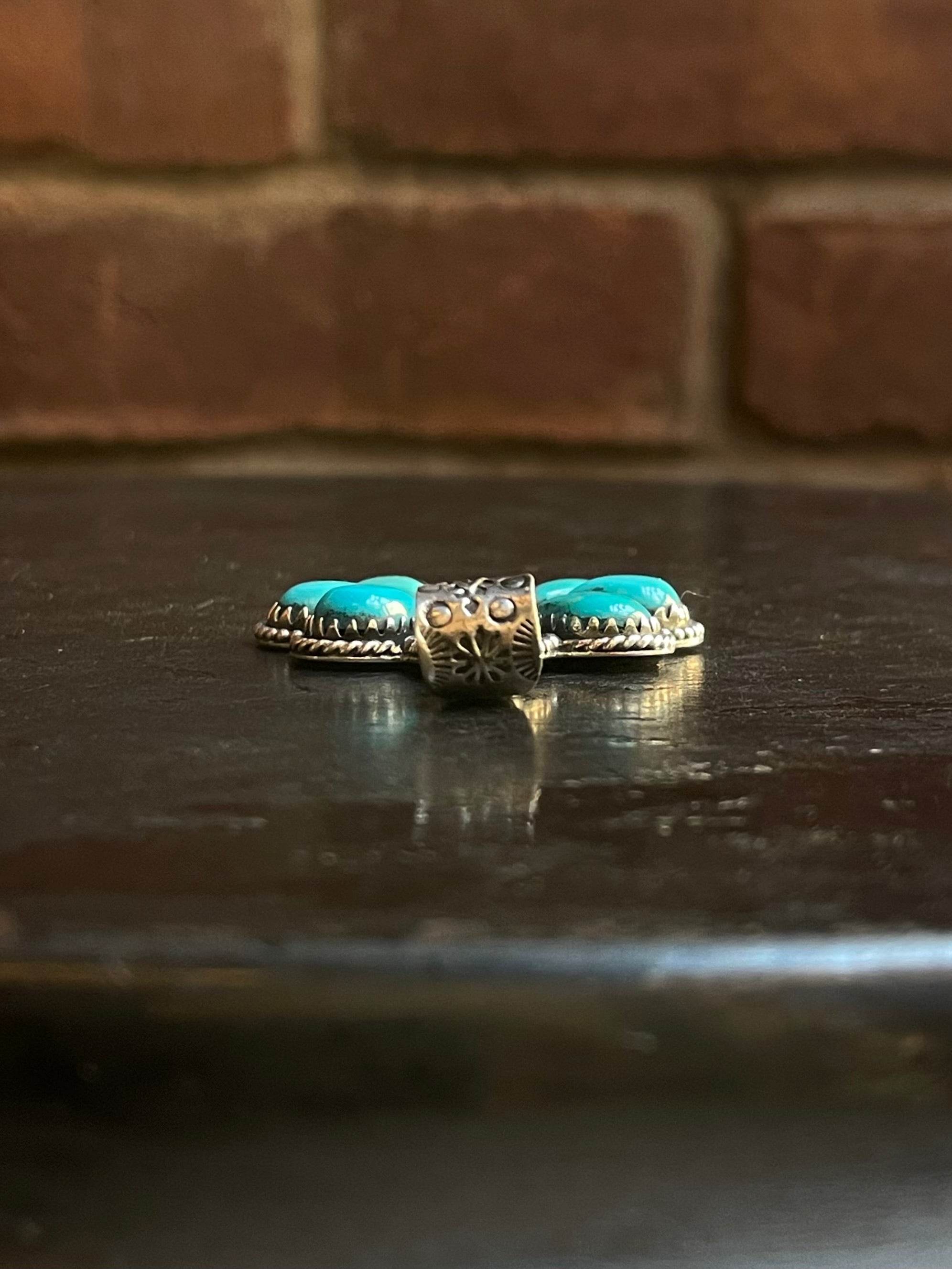 Kingman Turquoise Naja Pendant | Sterling Silver G467