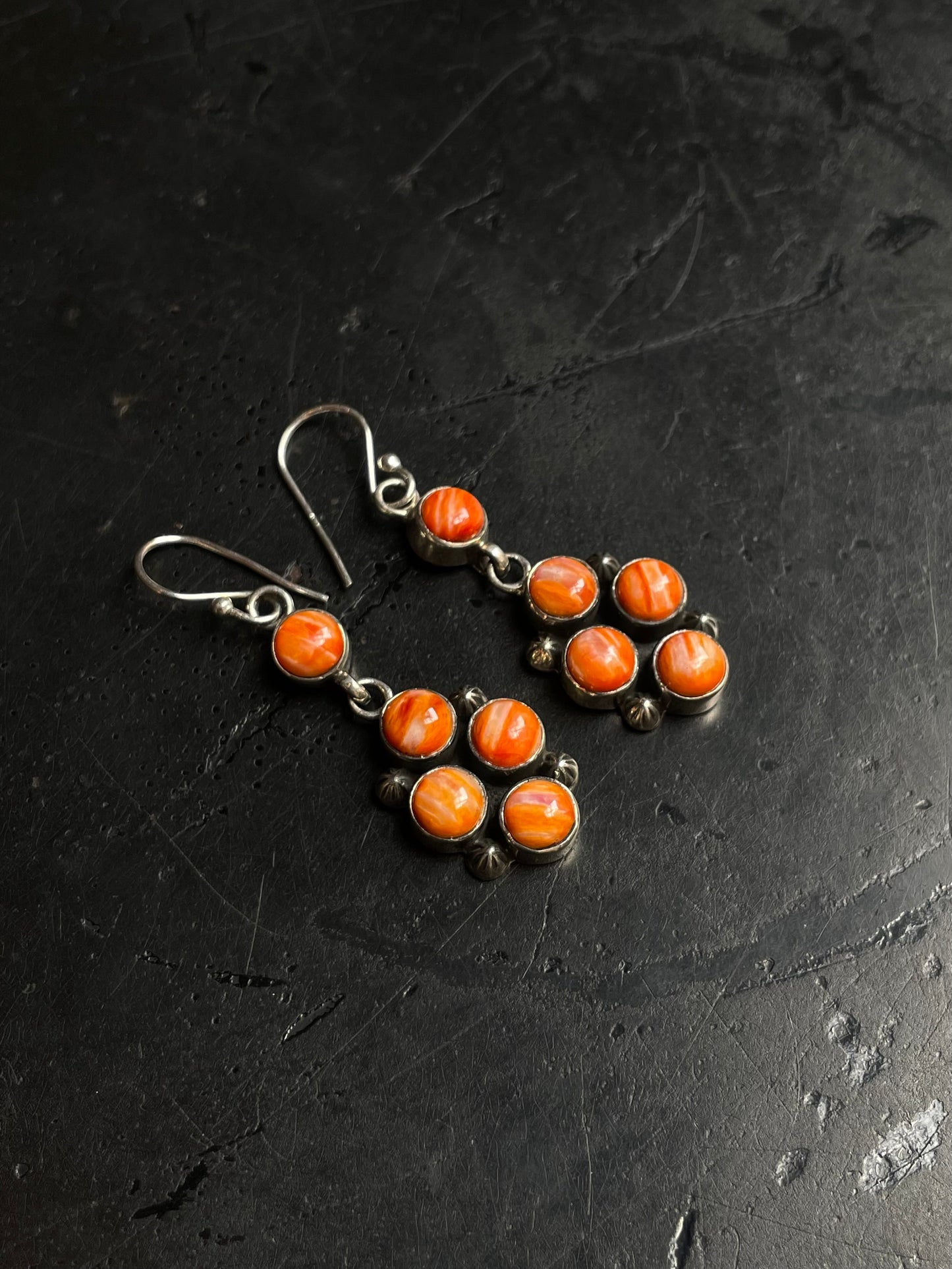 Spiny Oyster Cluster Dangle Earrings | 925 Sterling Silver C974