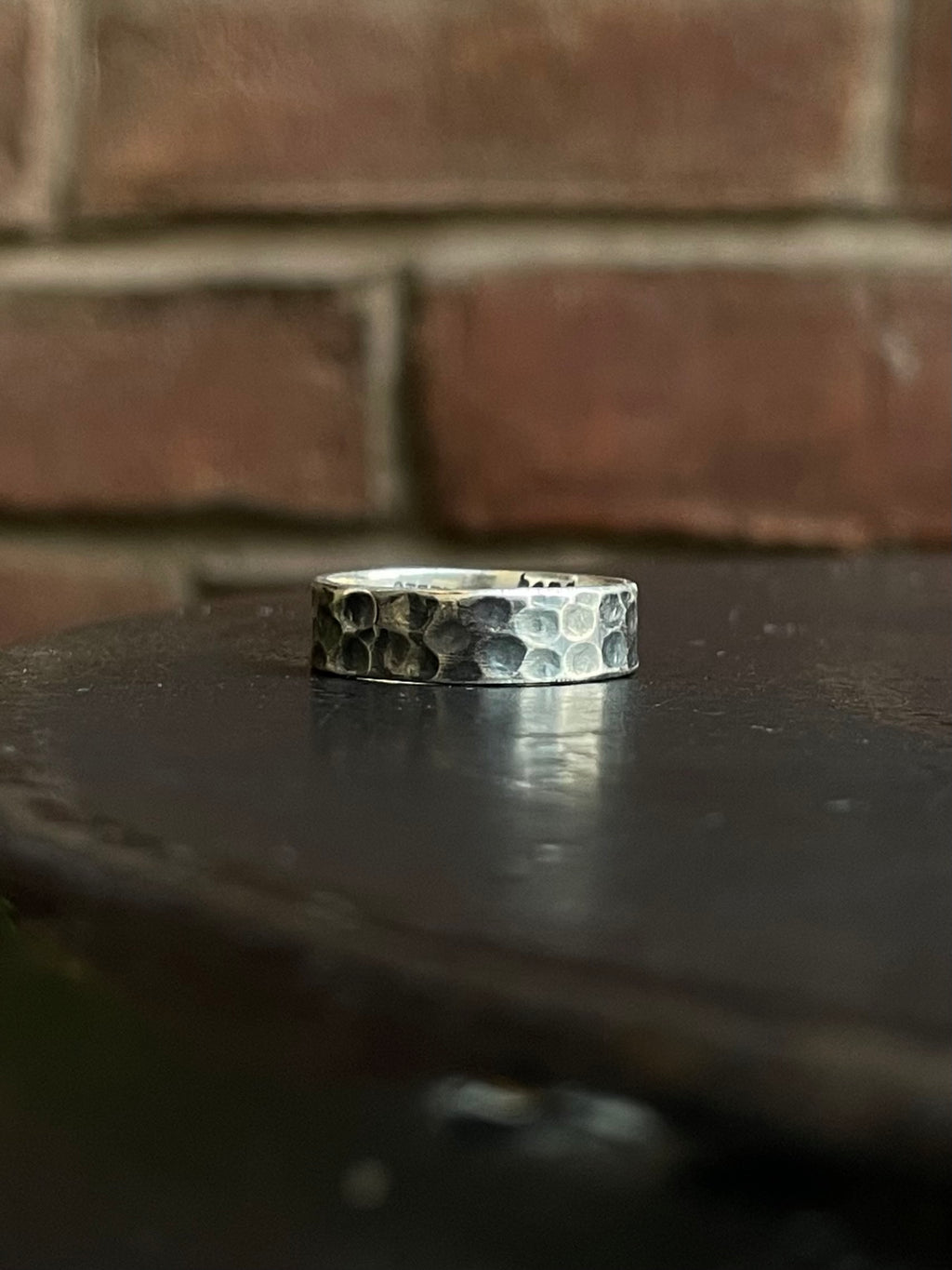 Hammered Sterling Silver Band Ring | 925 Sterling Silver Size 8.25 G573