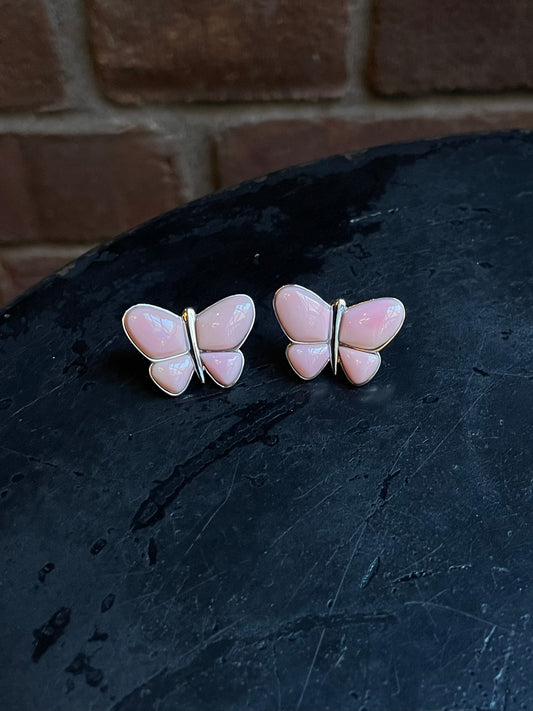Pink Conch Butterfly Stud Earrings | 925 Sterling Silver E410