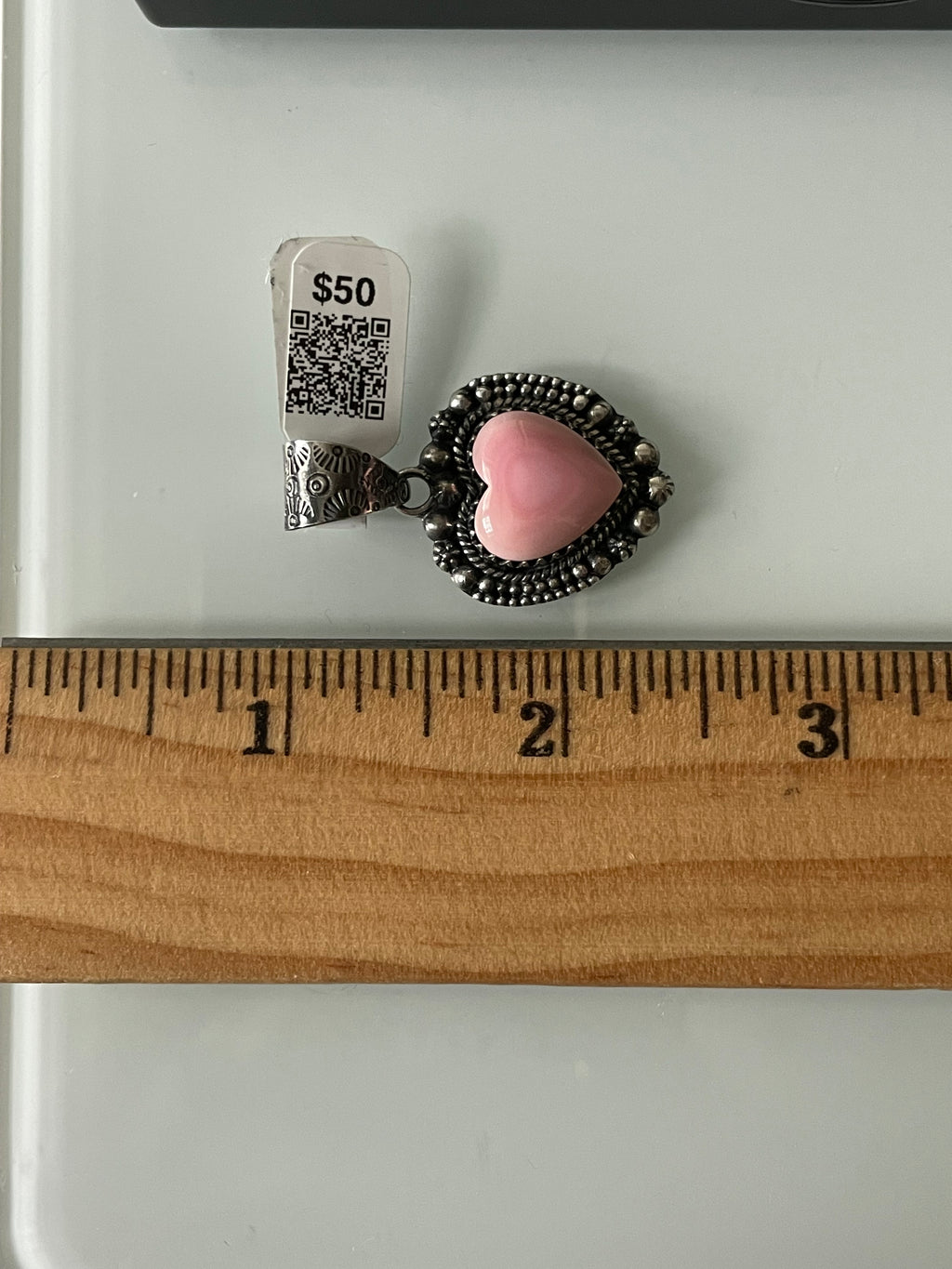 Pink Conch Heart Pendant | Sterling Silver | A634