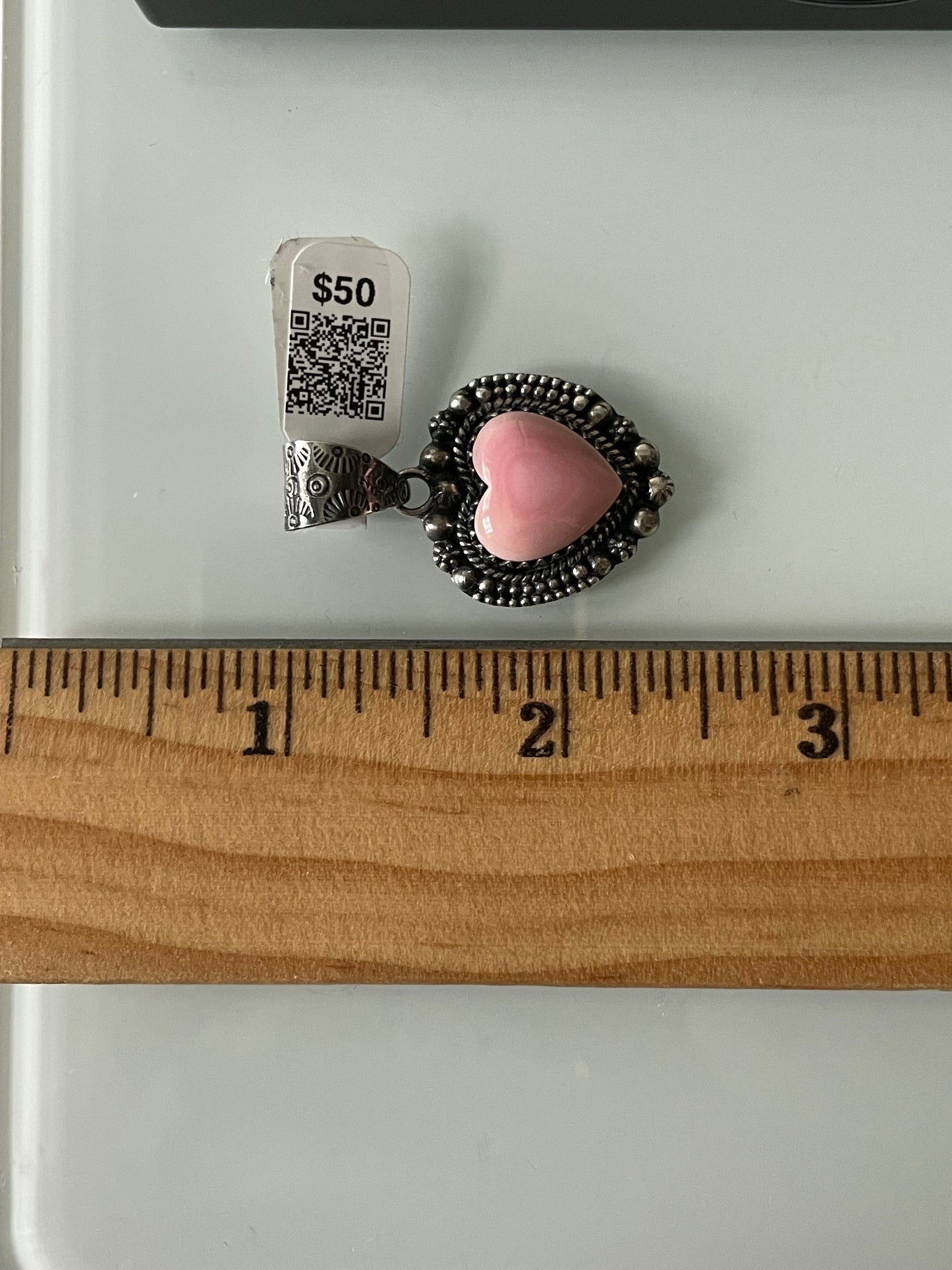 Pink Conch Heart Pendant | Sterling Silver | A634