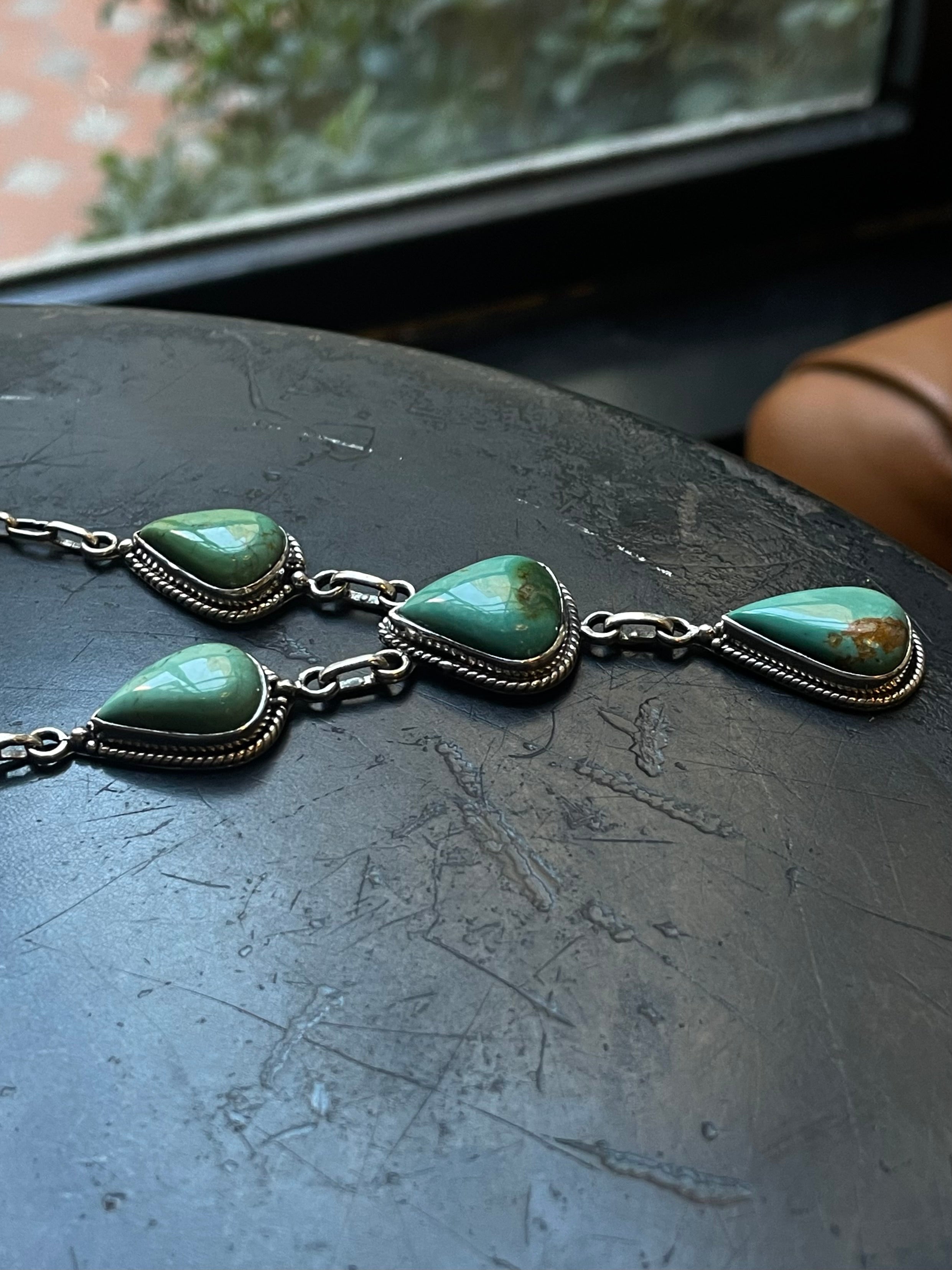 Turquoise Lariat Necklace | 925 Sterling Silver E634