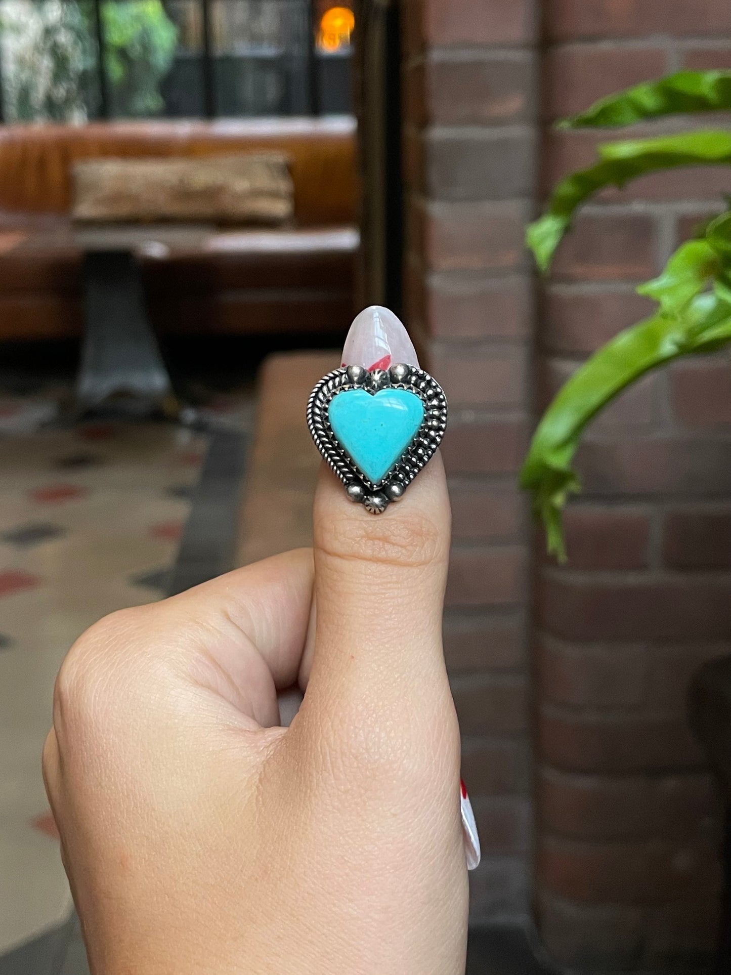 Kingman Turquoise Heart Ring Size 6 | 925 Sterling Silver G498