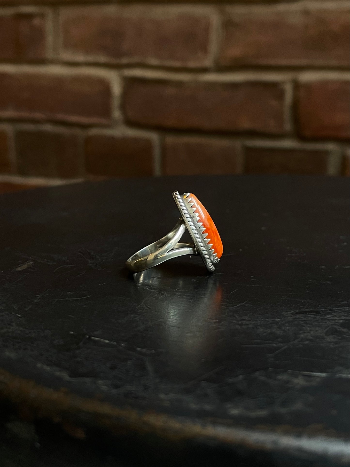 Spiny Oyster Tear Drop Ring | 925 Sterling Silver Size 7 E461