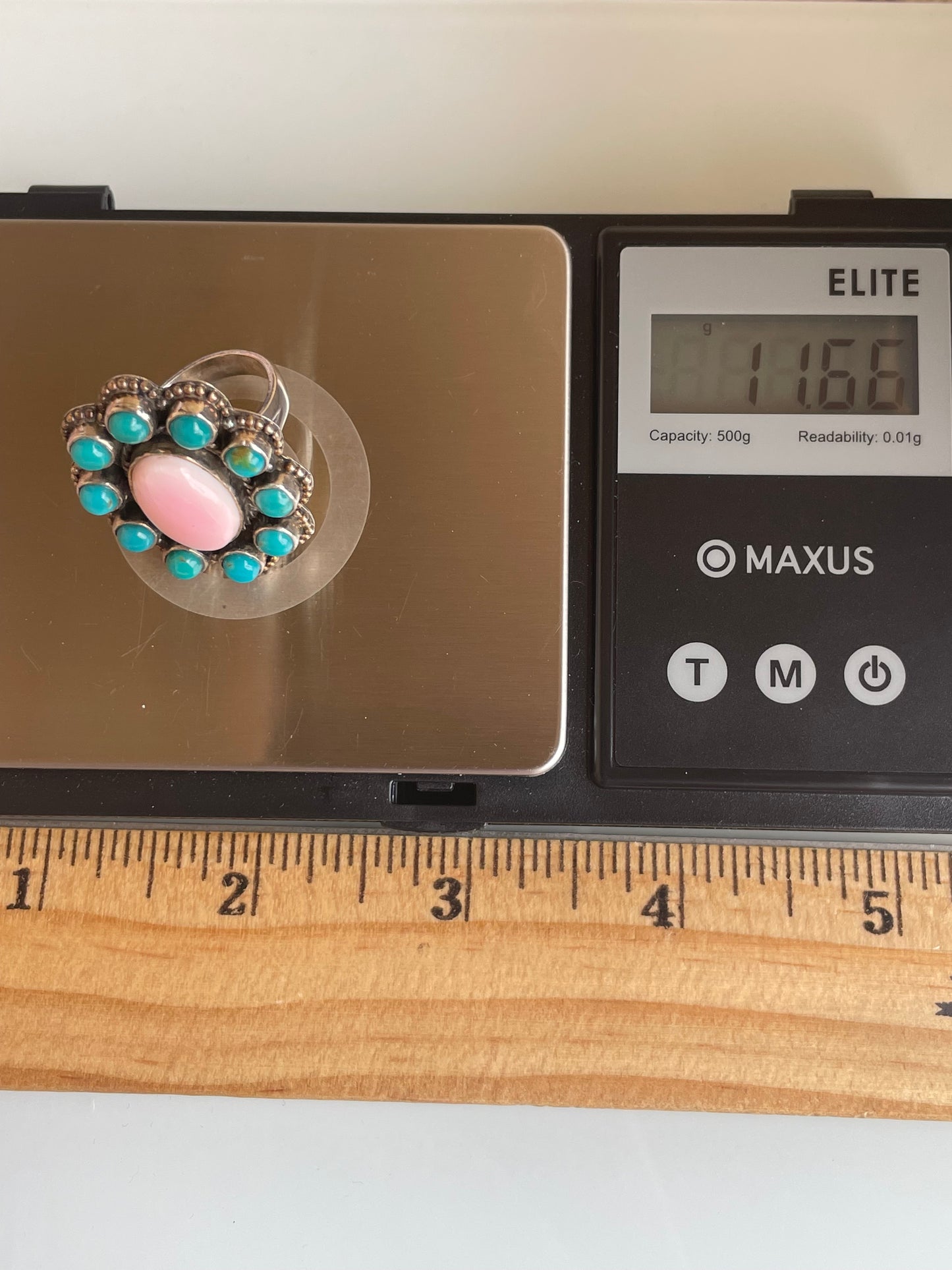 Pink Conch & Kingman Turquoise Ring Size 6 | 925 Sterling Silver G485