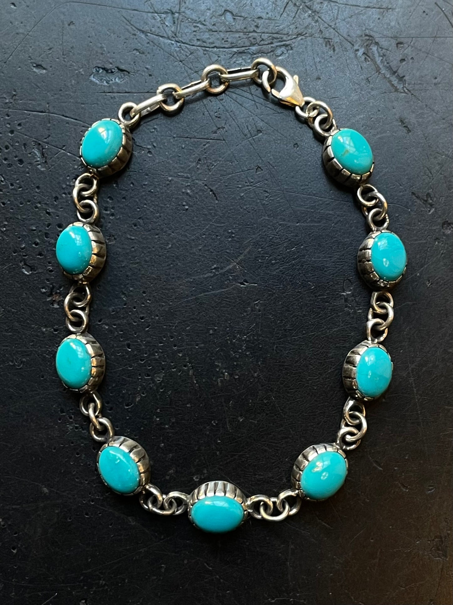 Kingman Turquoise Link Bracelet | Sterling Silver E837