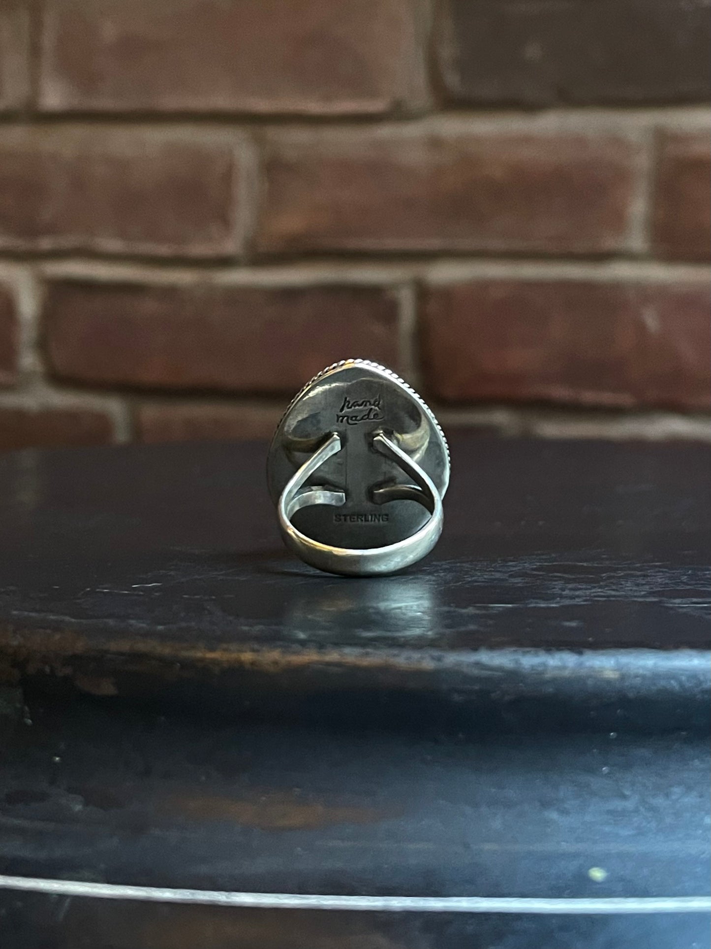 Pink Conch Tear Drop Ring | 925 Sterling Silver Size 7.5 E468