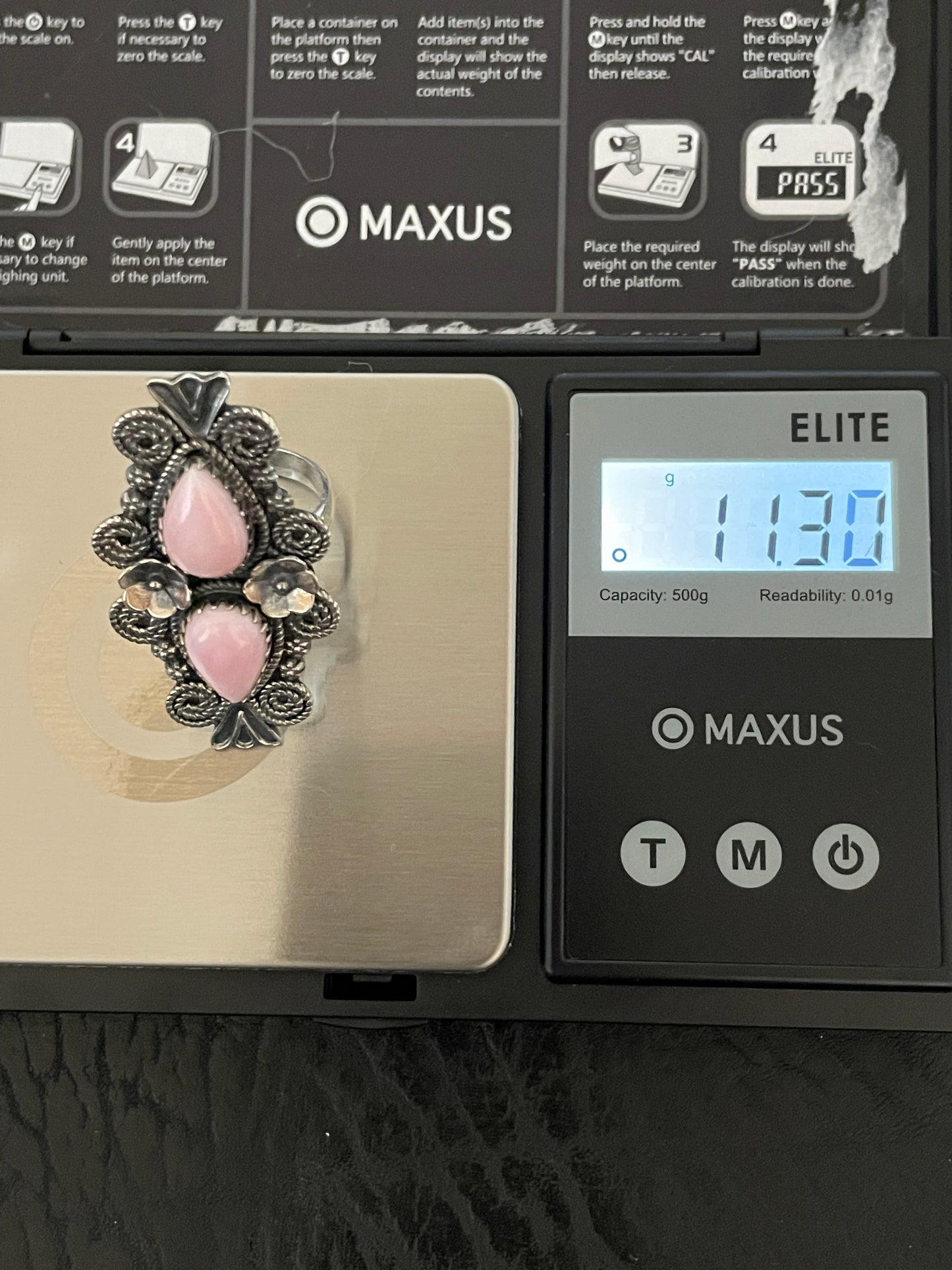 Pink Conch Double Stone Ring Size 6 | 925 Sterling Silver Southwest E148