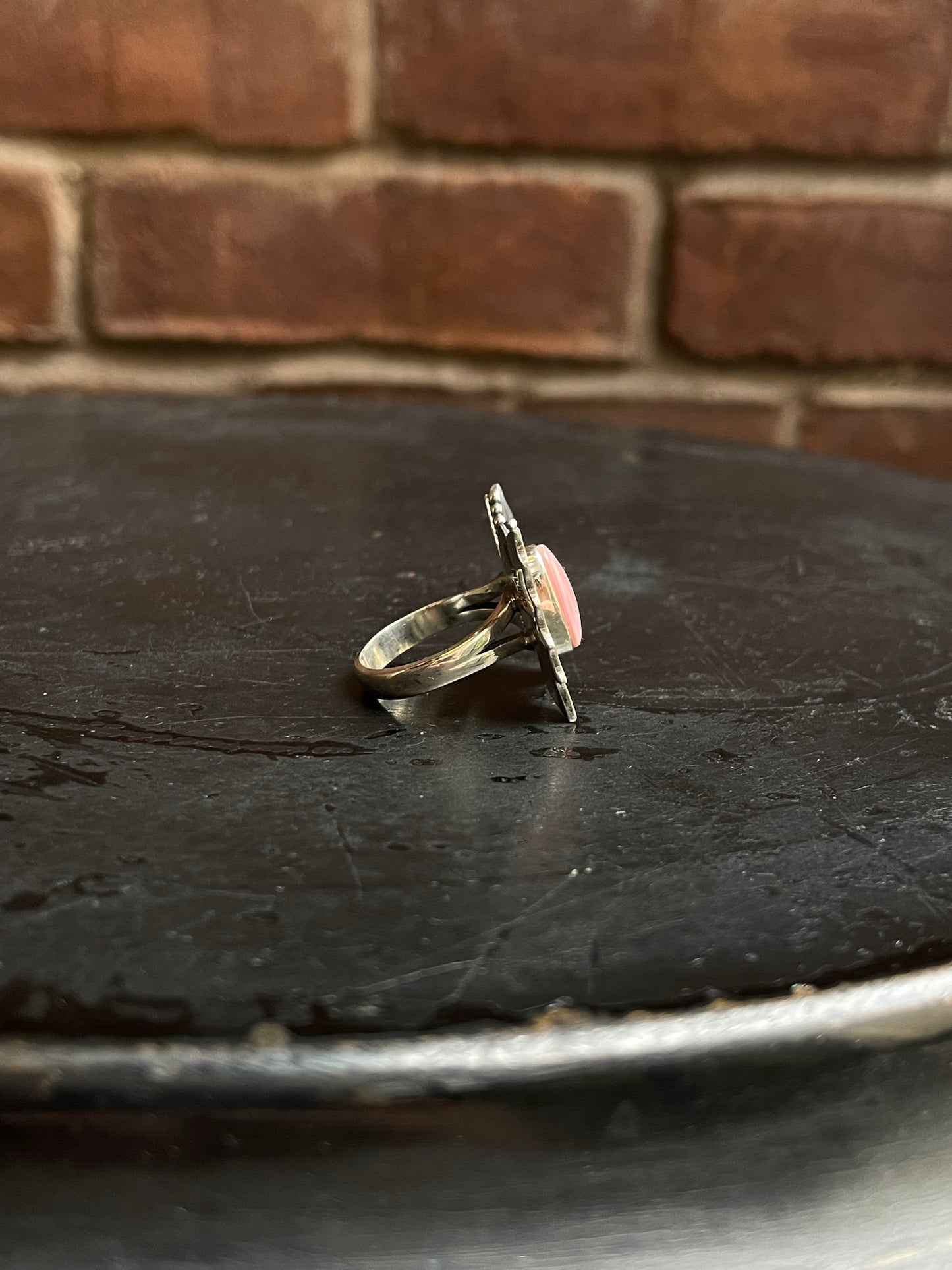 Pink Conch Butterfly Ring Size 7.5 | 925 Sterling Silver Southwest E192