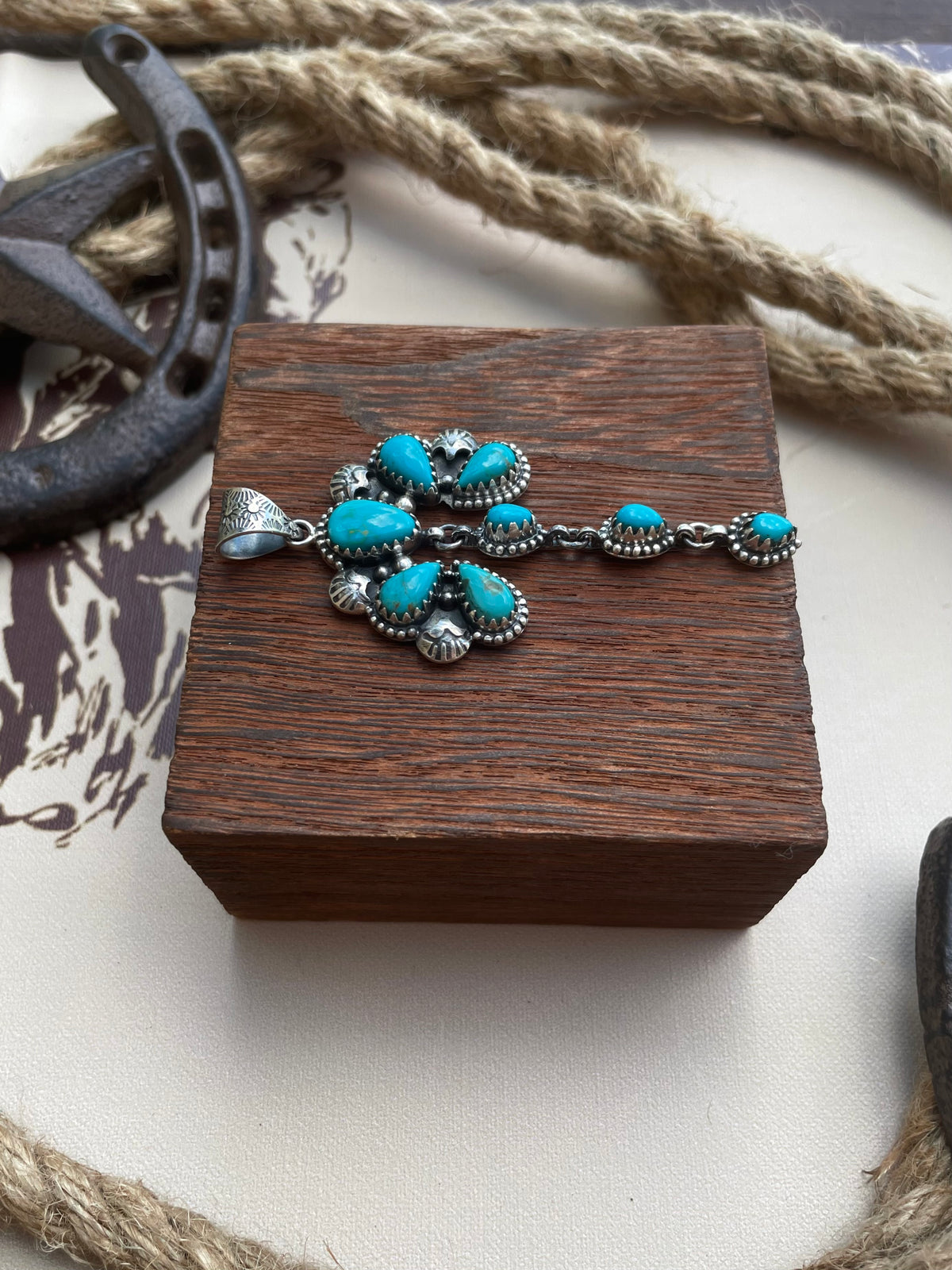 Turquoise Dangle Cluster Pendant | 925 Sterling Silver G690