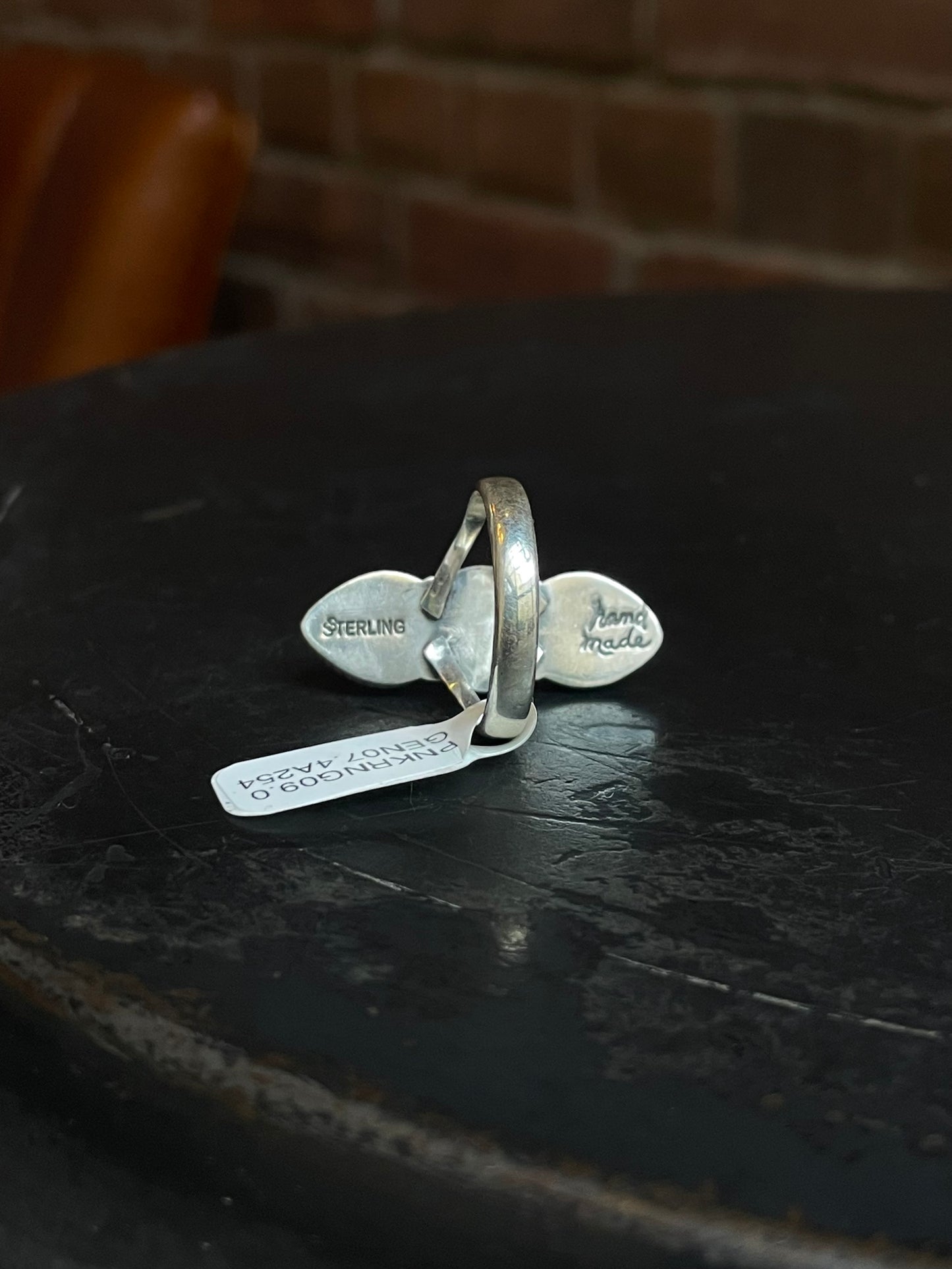 Three Stone Pink Conch Ring | Sterling Silver | Size 9 | A254