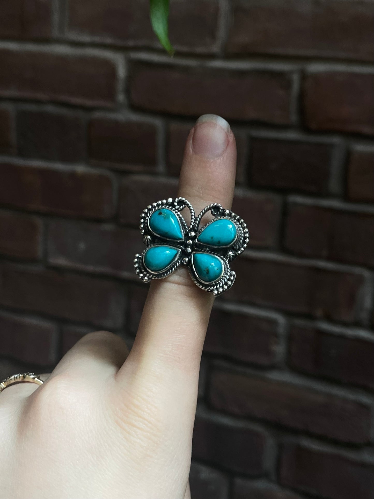 Kingman Turquoise Butterfly Ring | 925 Sterling Silver | Size 8.25 E319