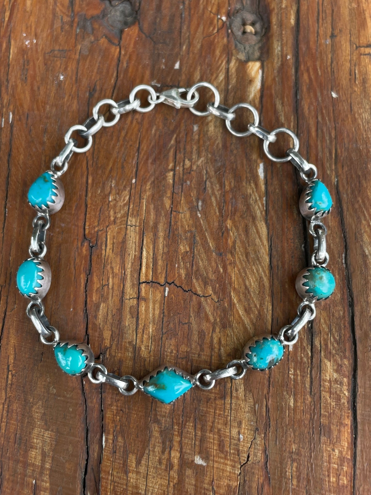 Kingman Turquoise Link Bracelet | 925 Sterling Silver B977