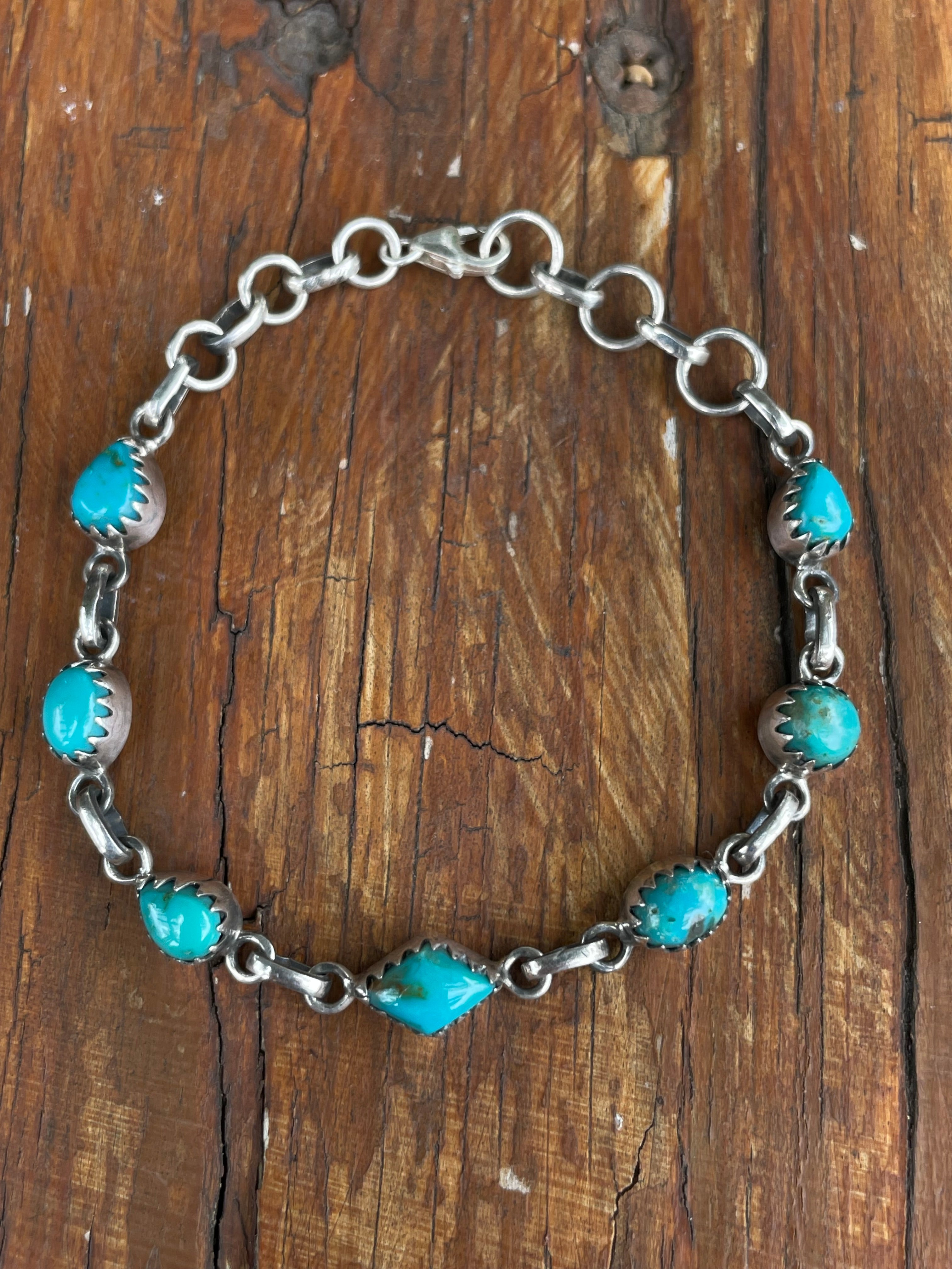 Kingman Turquoise Link Bracelet | 925 Sterling Silver B977