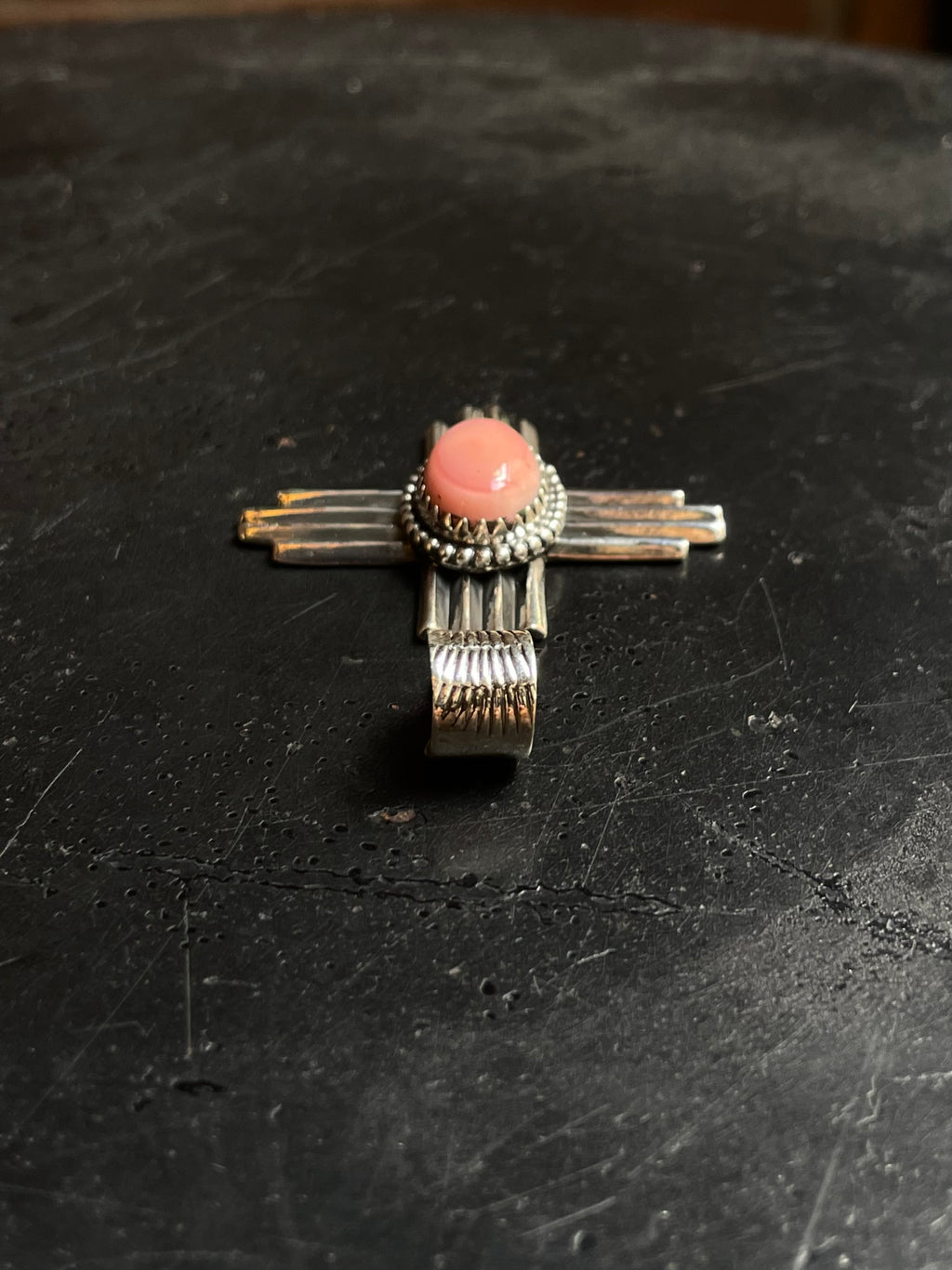 Pink Conch Cross Pendant | 925 Sterling Silver E236